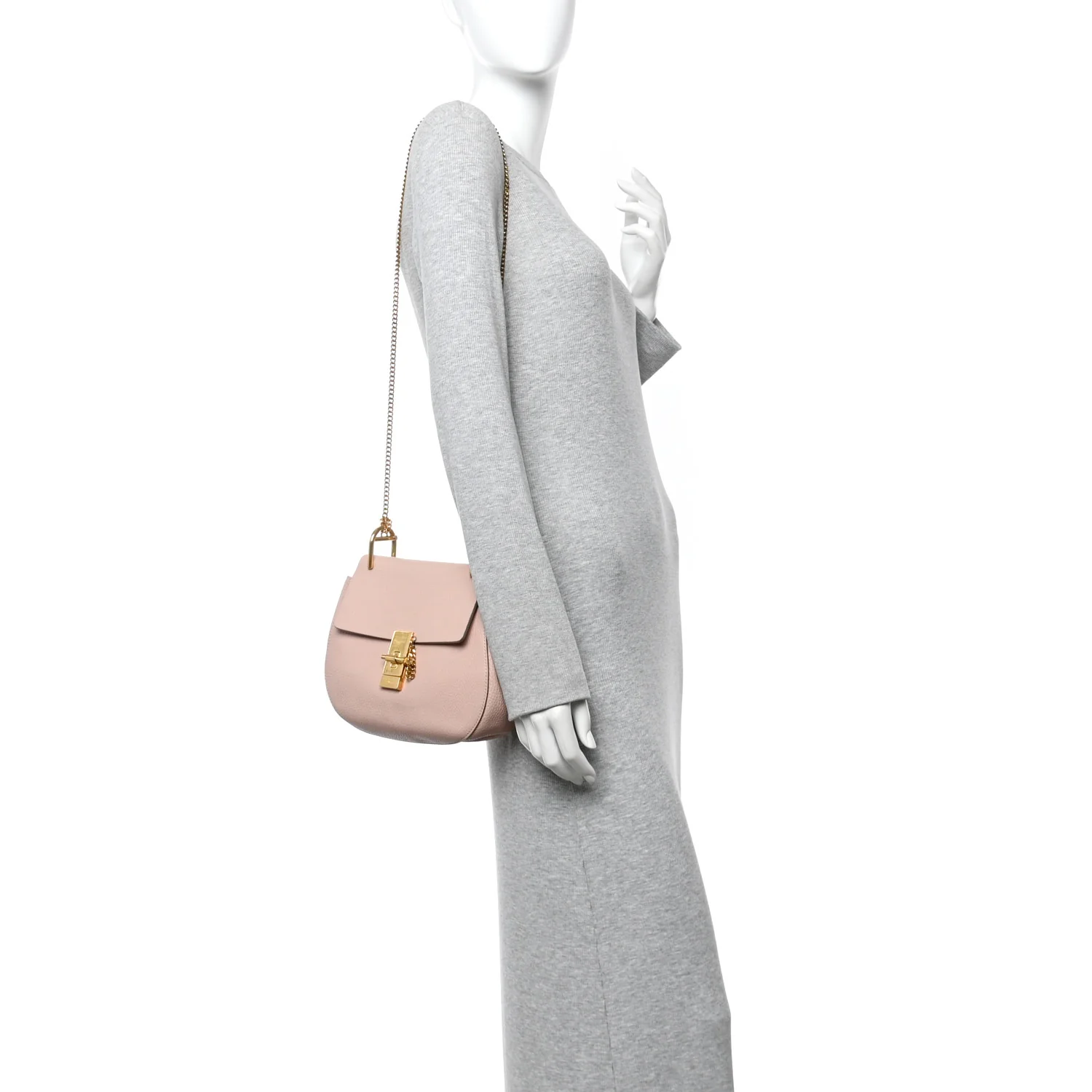 Grained Lambskin Drew Shoulder Bag Cement Pink - Image 2