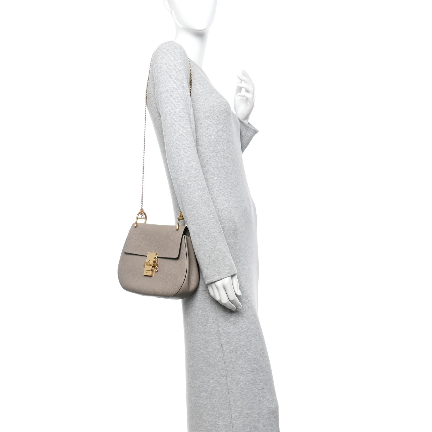 Grained Lambskin Drew Shoulder Bag Motty Grey - Image 2