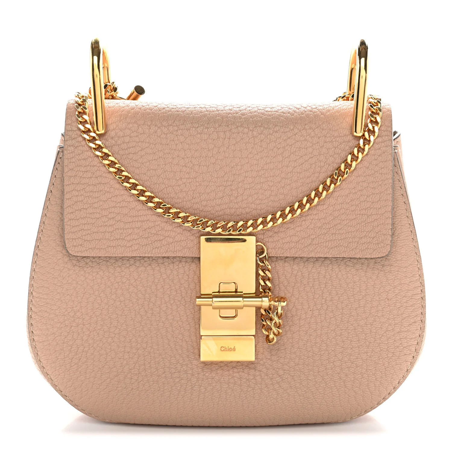 Grained Lambskin Mini Drew Shoulder Bag Cement Pink