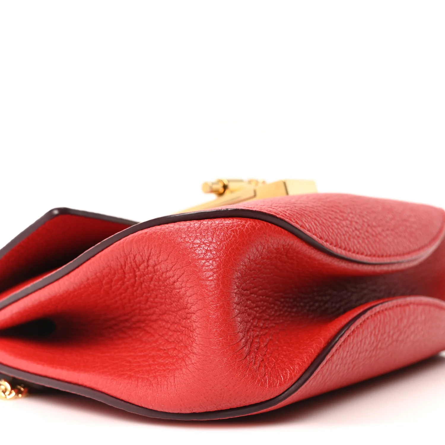 Grained Lambskin Mini Drew Shoulder Bag Plaid Red - Image 8