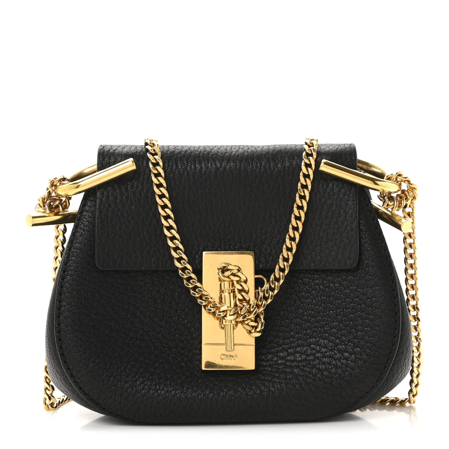 Grained Lambskin Nano Drew Shoulder Bag Black