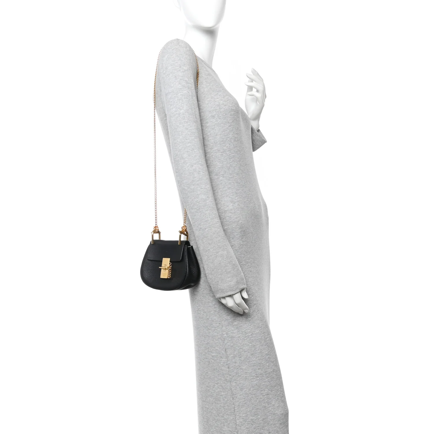 Grained Lambskin Nano Drew Shoulder Bag Black - Image 2