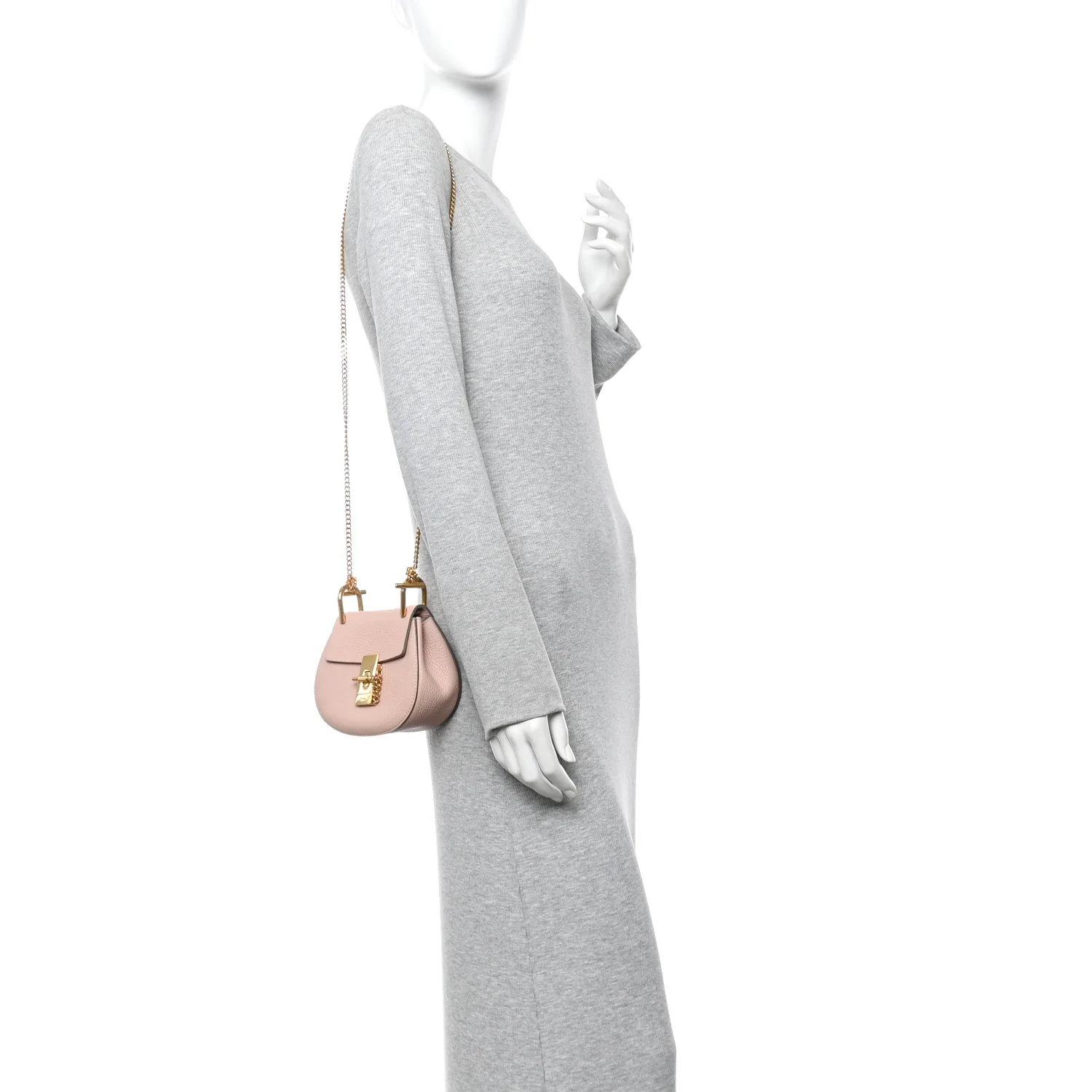 Grained Lambskin Nano Drew Shoulder Bag Cement Pink - Image 2