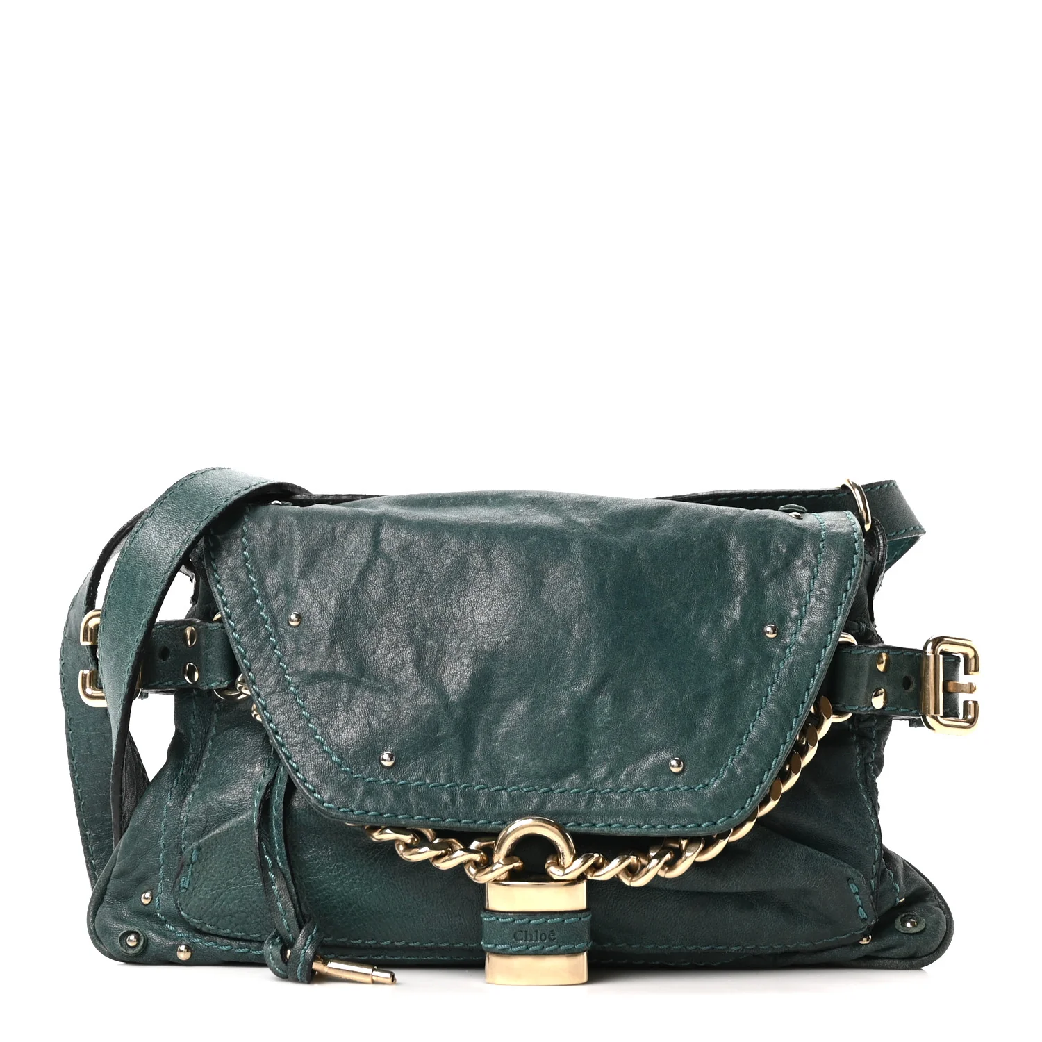 Lambskin Small Paddington Capsule Satchel Aqua Fresh