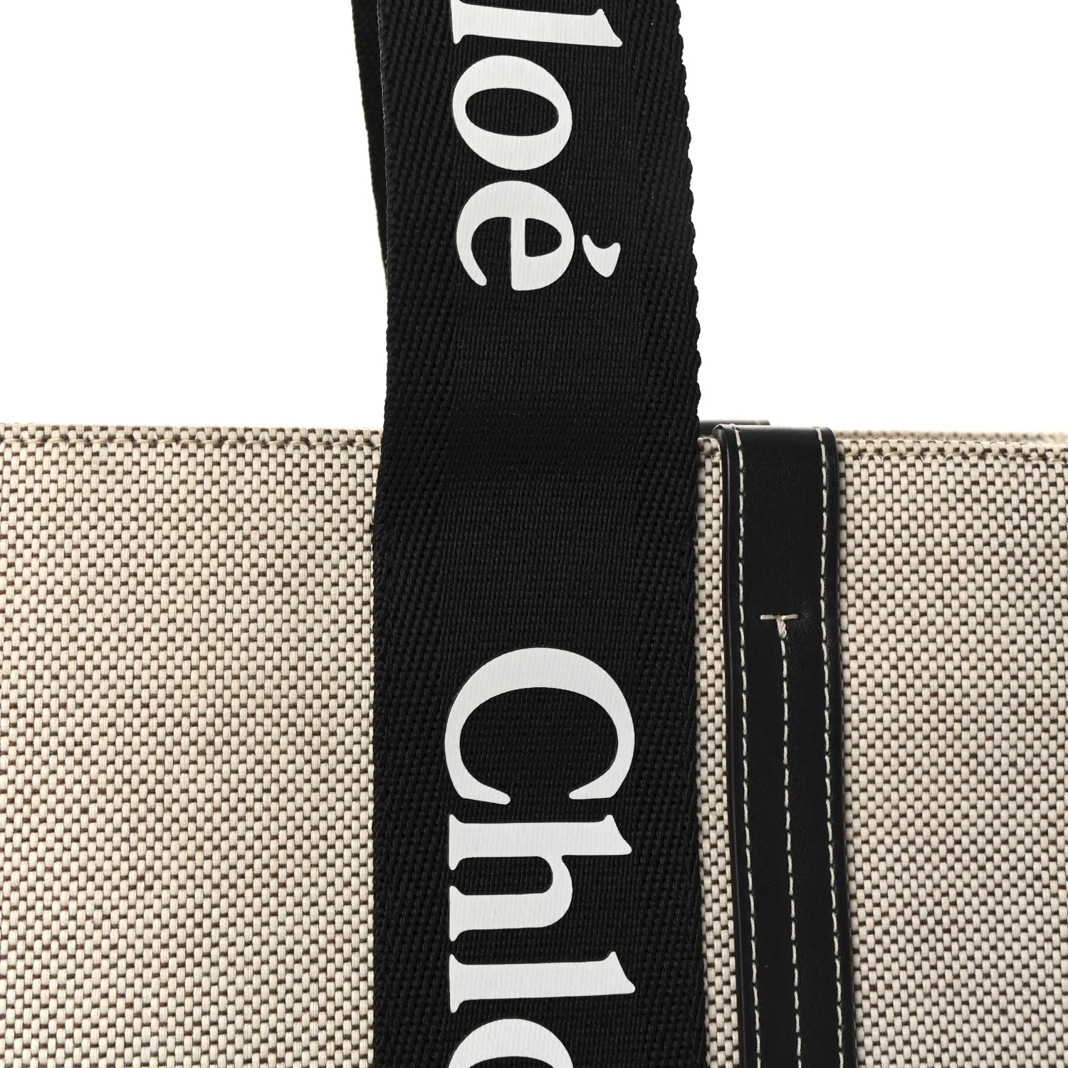 Linen Calfskin Medium Woody Ribbon Tote Black Blue - Image 8