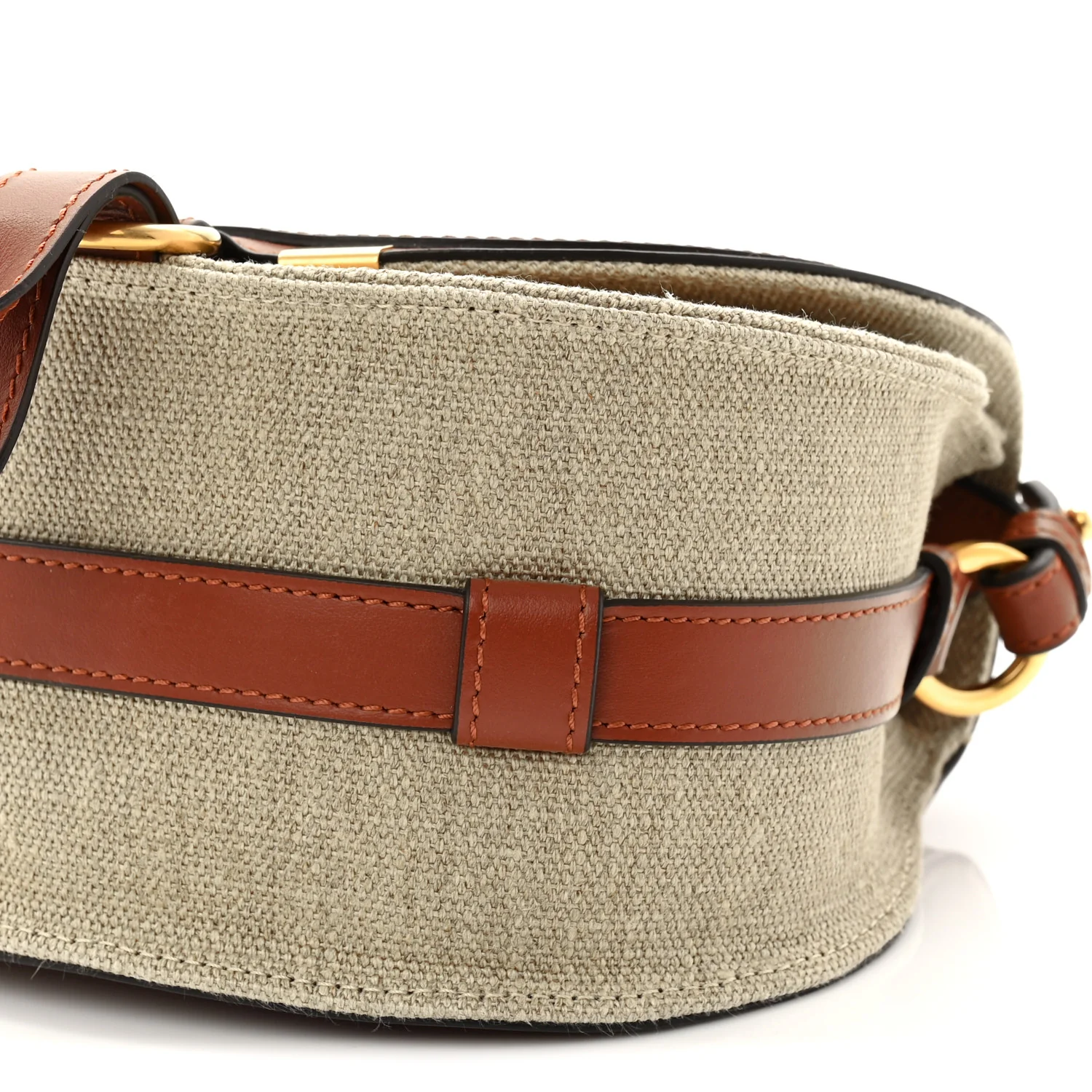 Linen Calfskin Small Marcie Saddle Bag Sepia Brown - Image 9