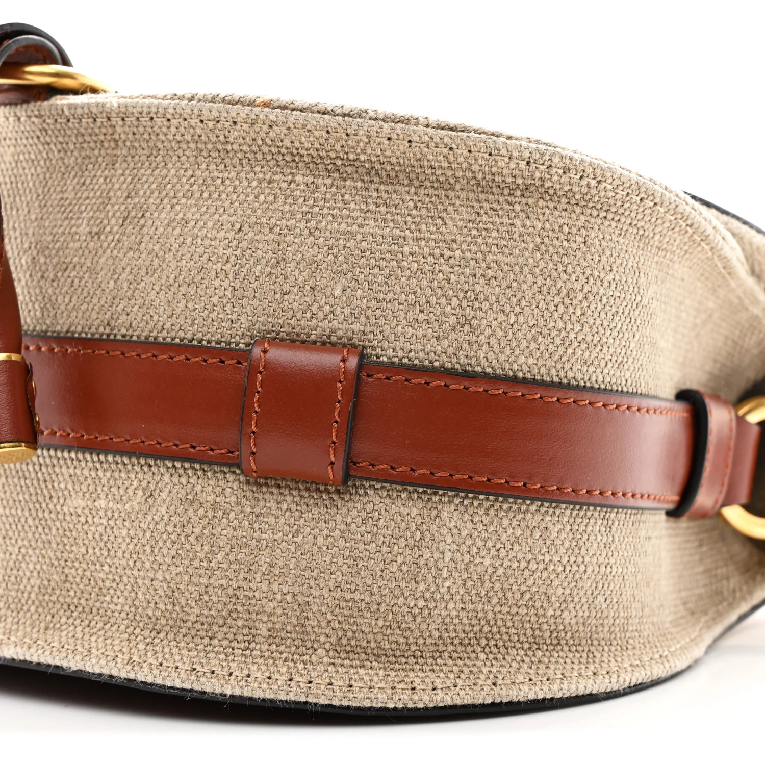 Linen Calfskin Small Marcie Saddle Bag Sepia Brown - Image 10