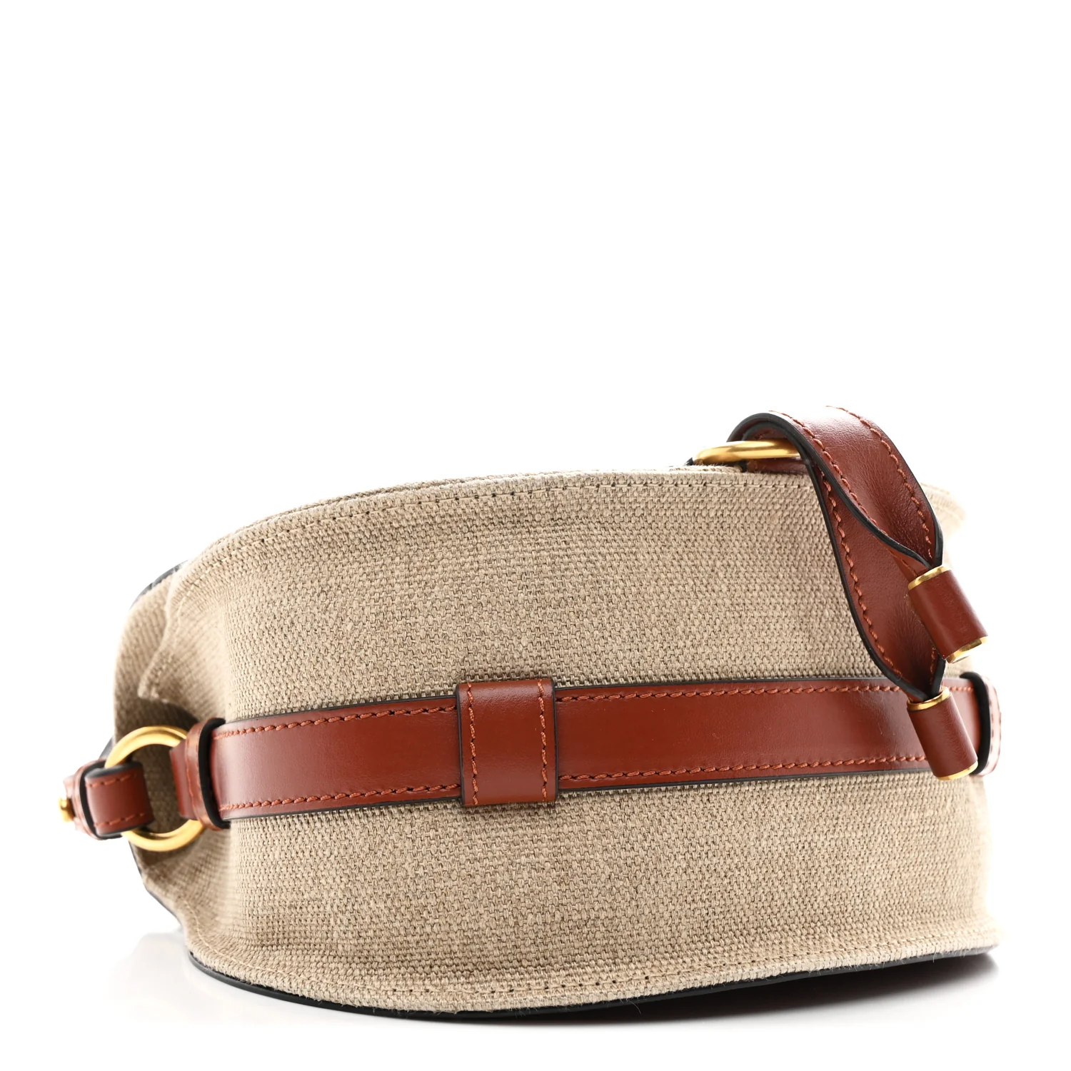 Linen Calfskin Small Marcie Saddle Bag Sepia Brown - Image 4