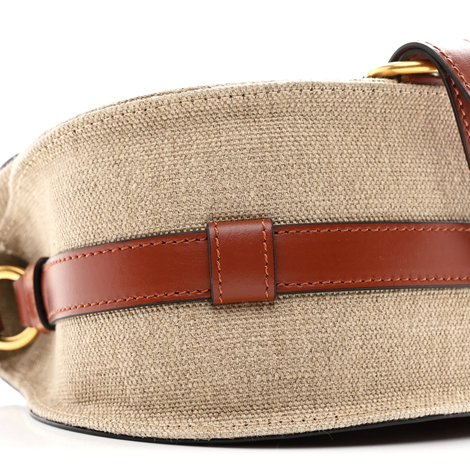 Linen Calfskin Small Marcie Saddle Bag Sepia Brown - Image 9