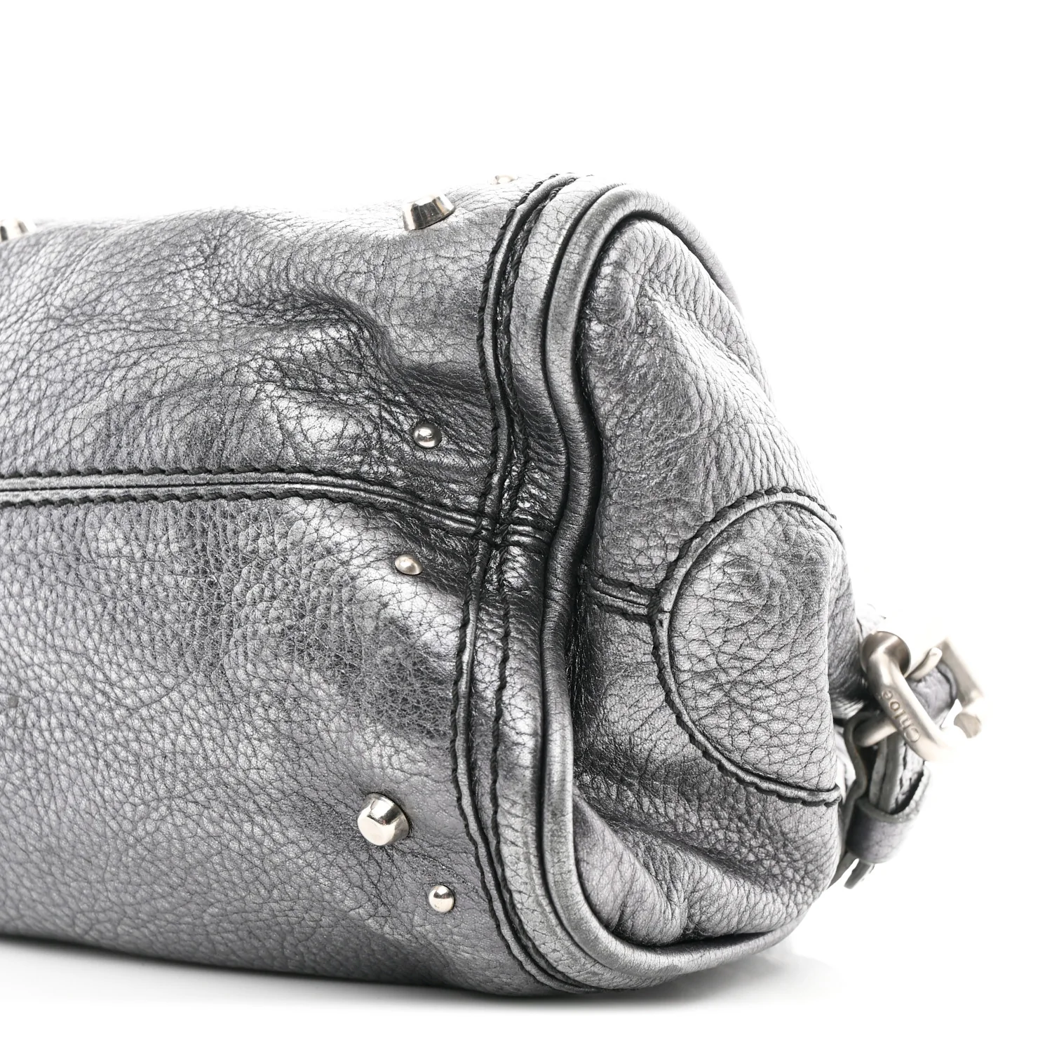 Metallic Calfskin Medium Paddington Satchel Grey - Image 10