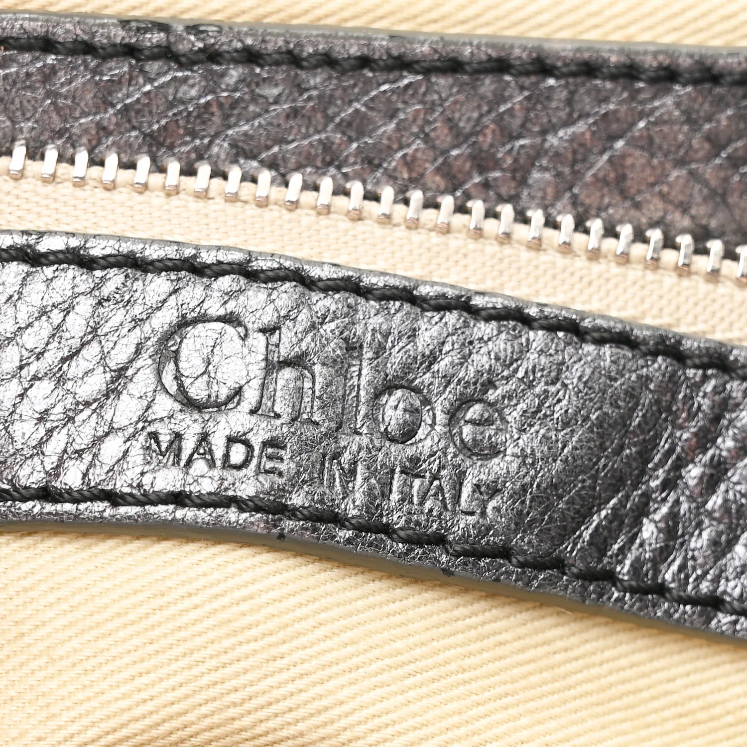 Metallic Calfskin Medium Paddington Satchel Grey - Image 6