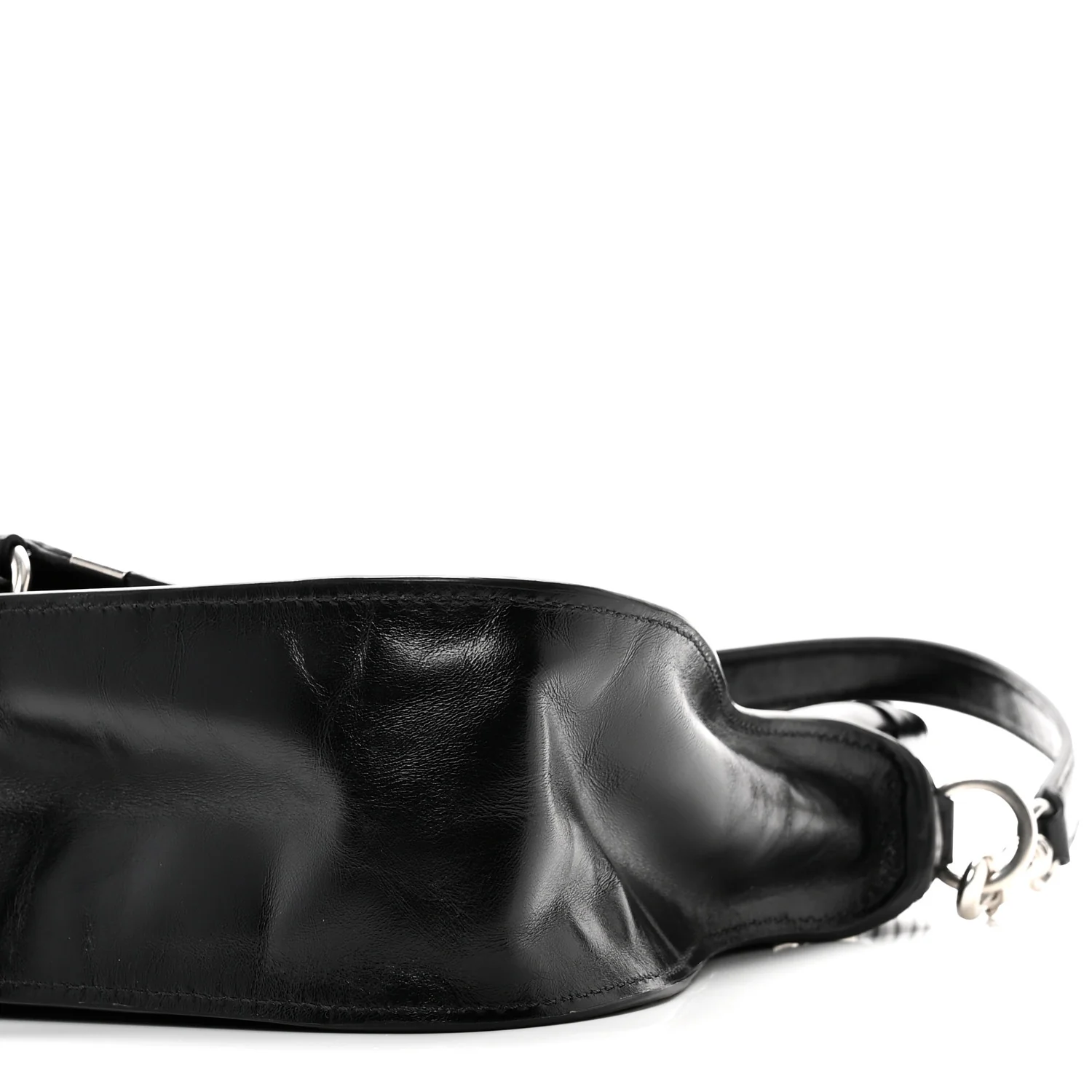 Natural Shiny Calfskin Small Marcie Satchel Black - Image 10
