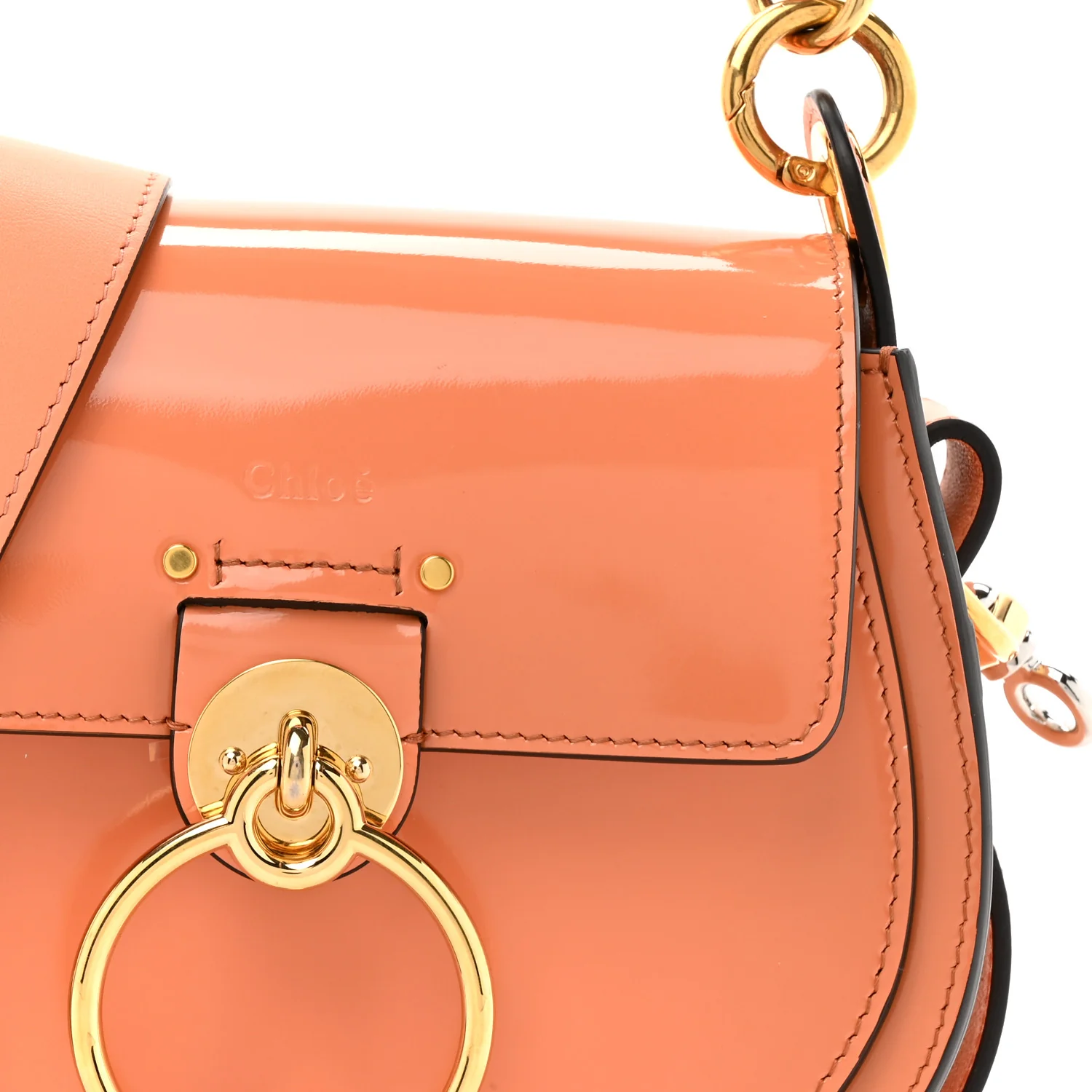 Patent Calfskin Small Tess Bag Canyon Sunset - Image 8