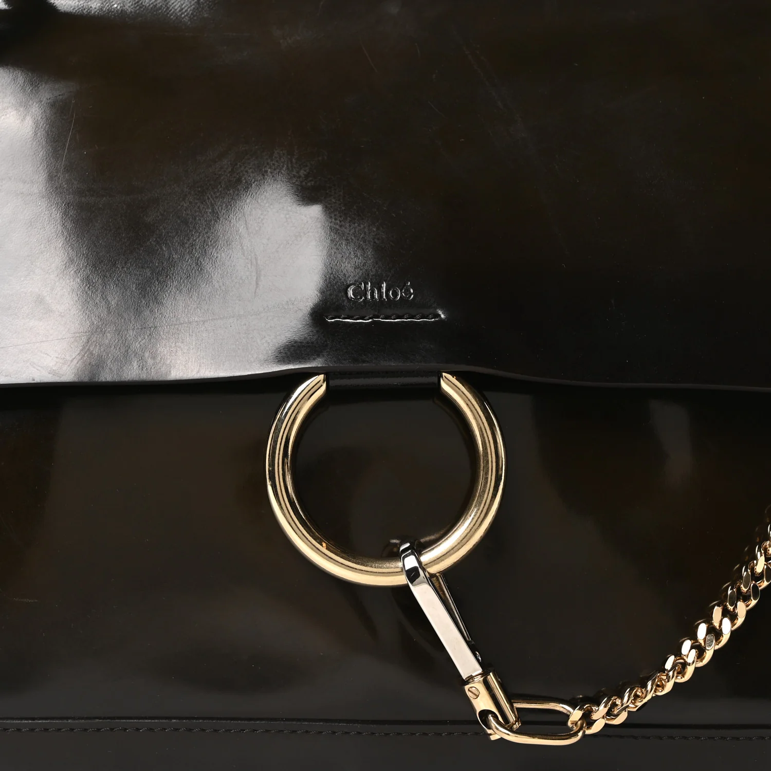 Patent Medium Faye Shoulder Bag Deep Forest - Image 8