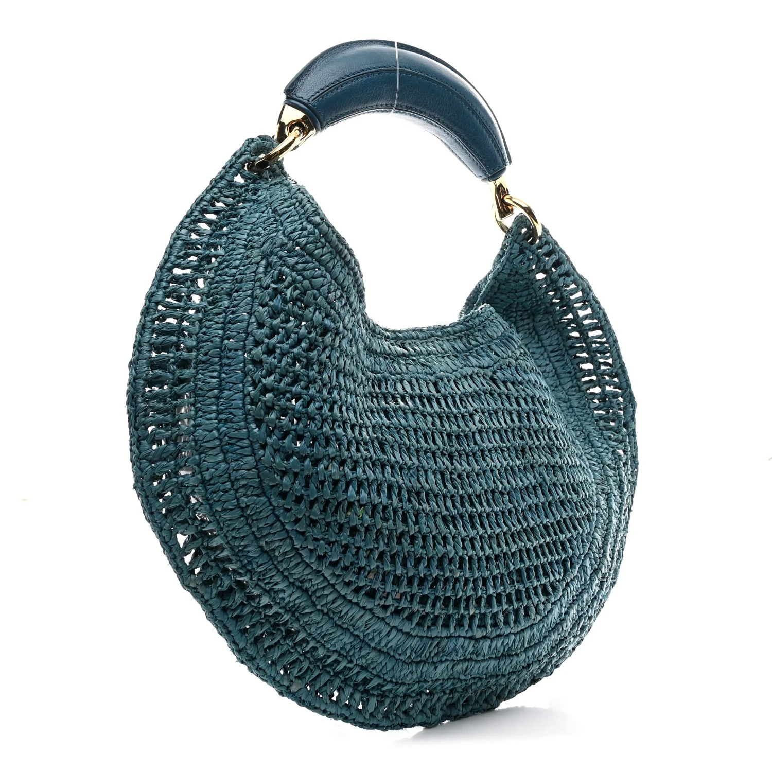 Raffia Calfskin Summer Banana Hobo Stormy Sea - Image 3