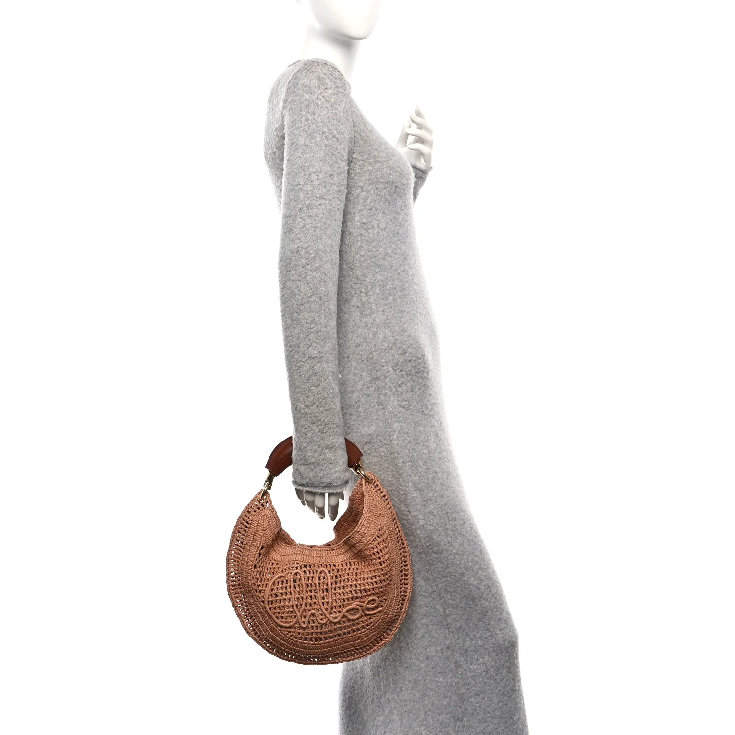 Raffia Calfskin Summer Banana Hobo Summery Beige - Image 2