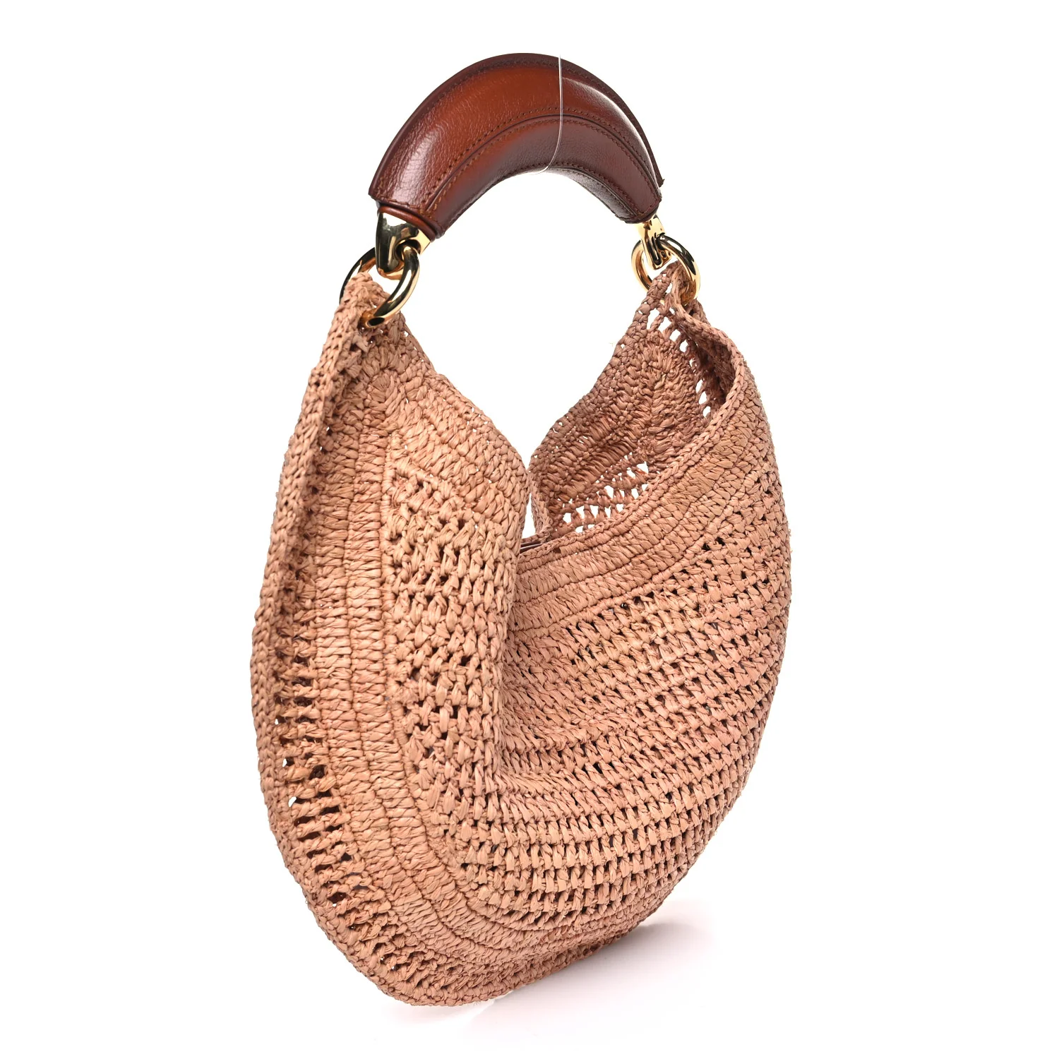 Raffia Calfskin Summer Banana Hobo Summery Beige - Image 3
