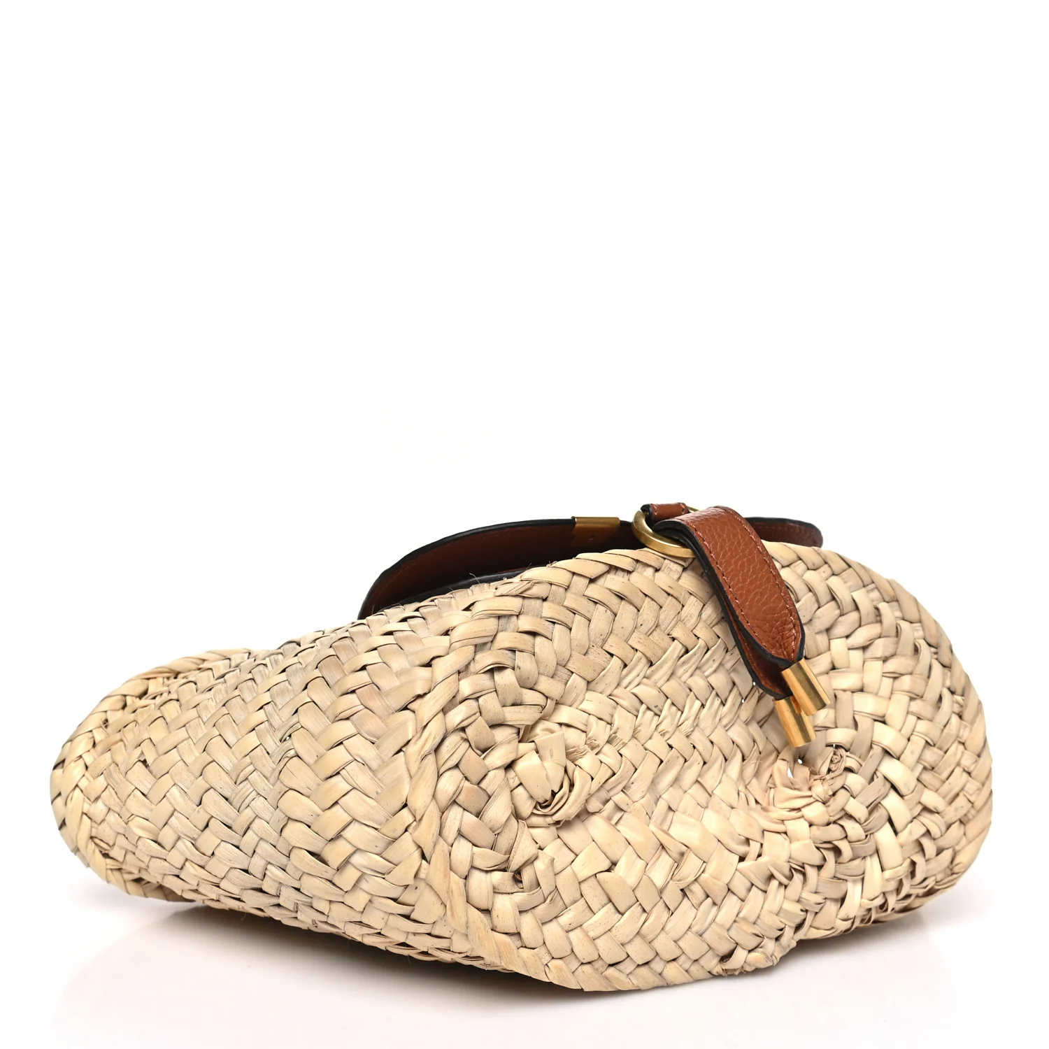 Raffia Small Grain Calfskin Mini Marcie Basket Tan - Image 4