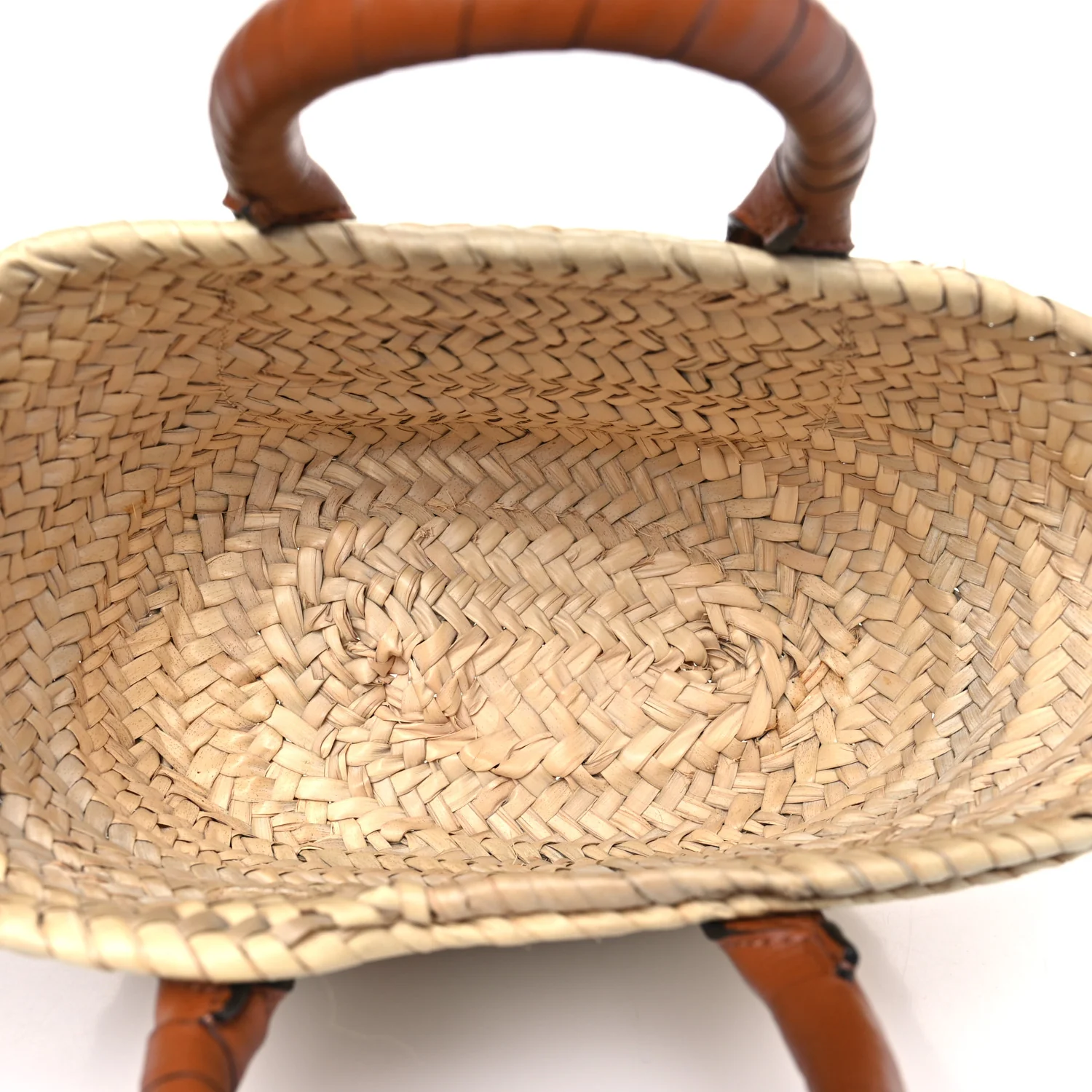 Raffia Small Grain Calfskin Mini Marcie Basket Tan - Image 5
