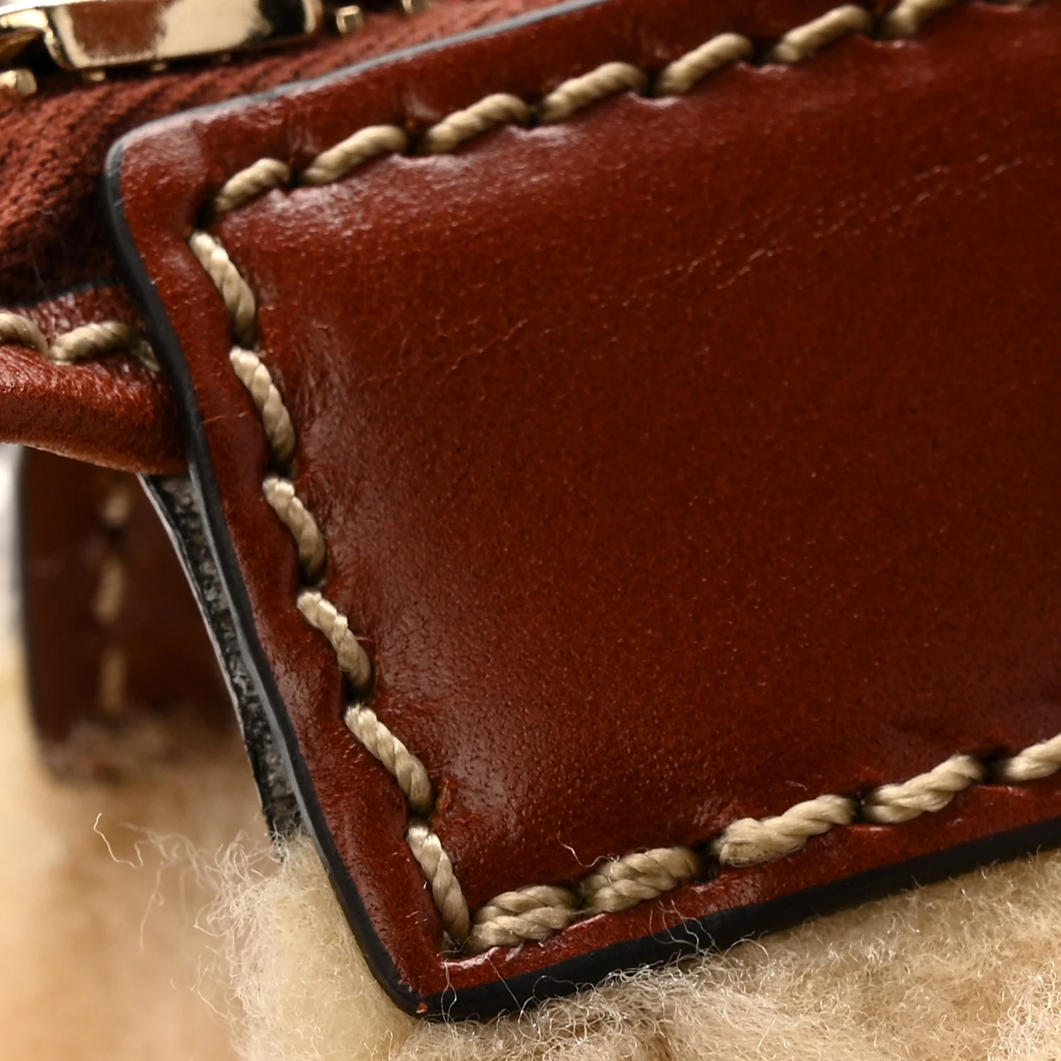 Shearling Vegetable Tanned Calfskin Mini Edith Sepia Brown - Image 10