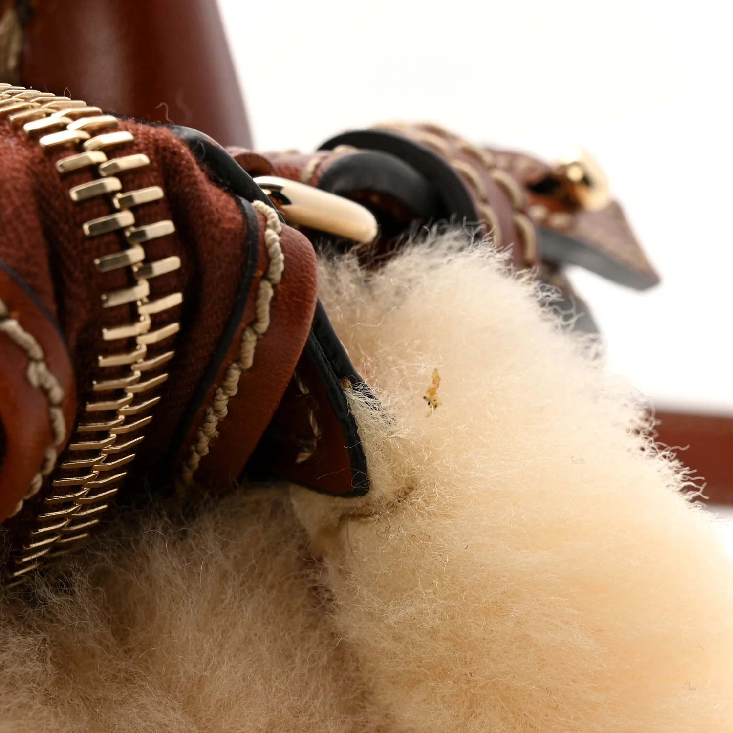 Shearling Vegetable Tanned Calfskin Mini Edith Sepia Brown - Image 11