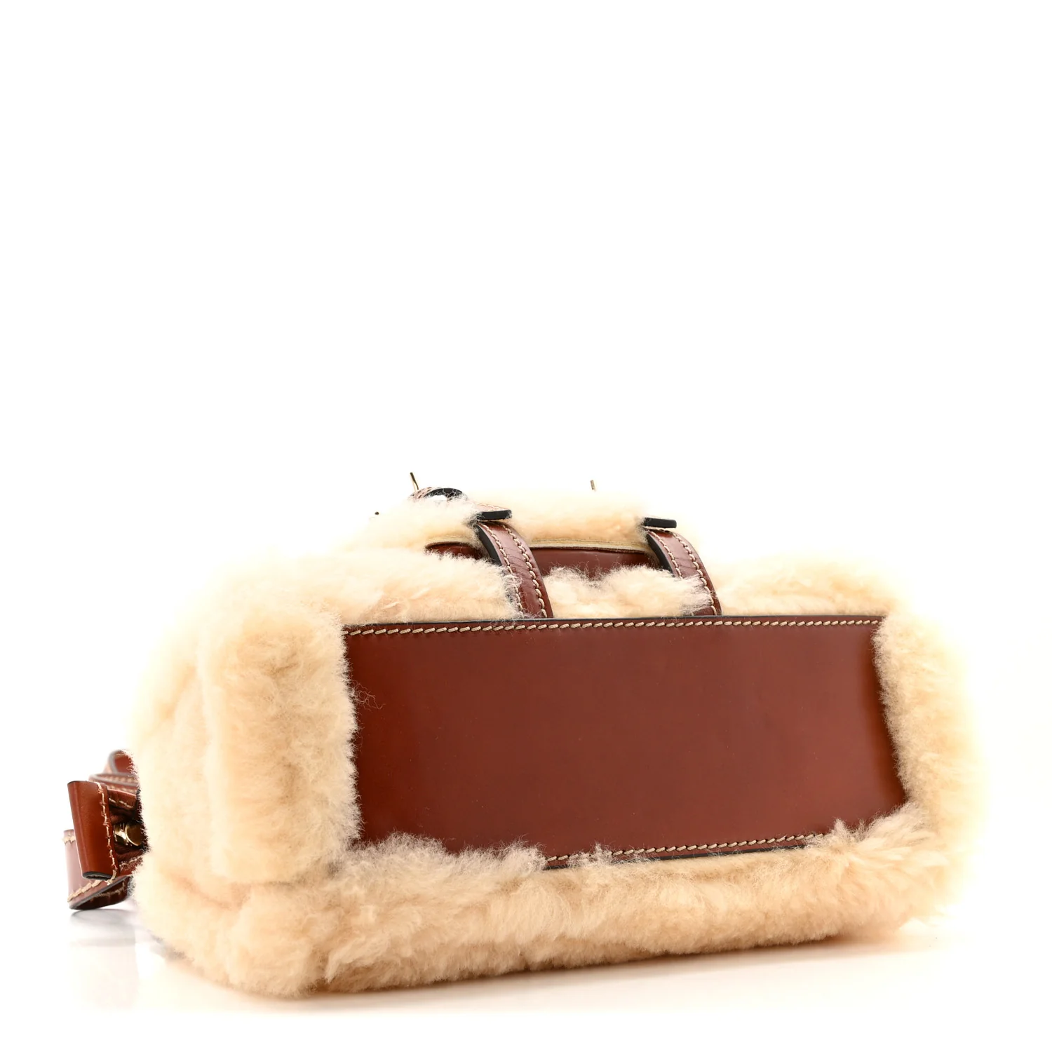 Shearling Vegetable Tanned Calfskin Mini Edith Sepia Brown - Image 4