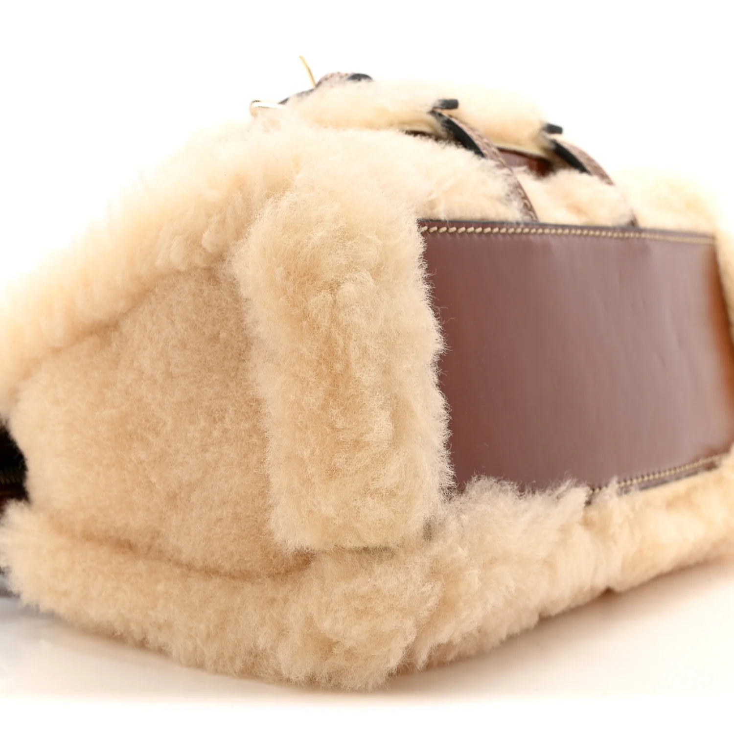 Shearling Vegetable Tanned Calfskin Mini Edith Sepia Brown - Image 8