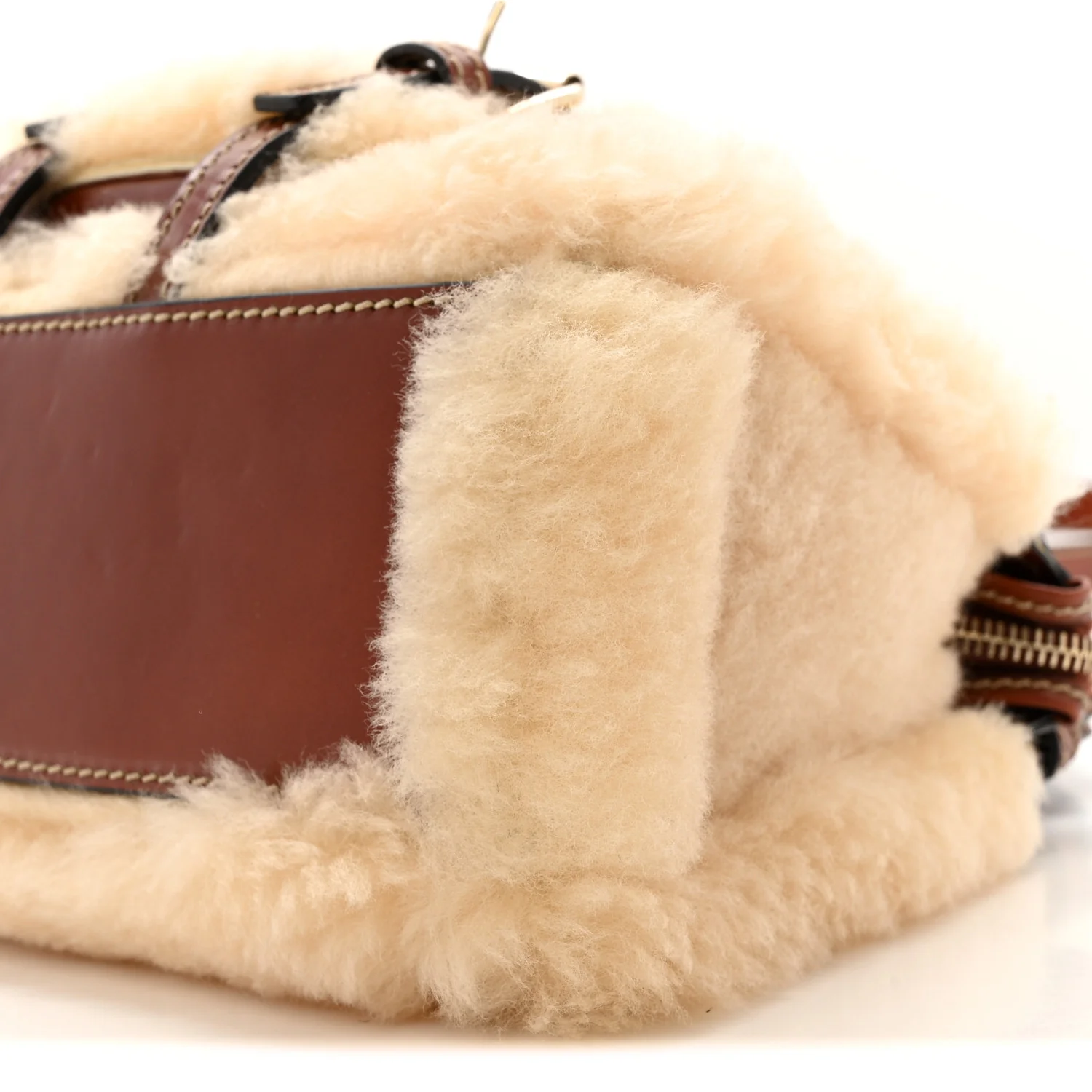 Shearling Vegetable Tanned Calfskin Mini Edith Sepia Brown - Image 9