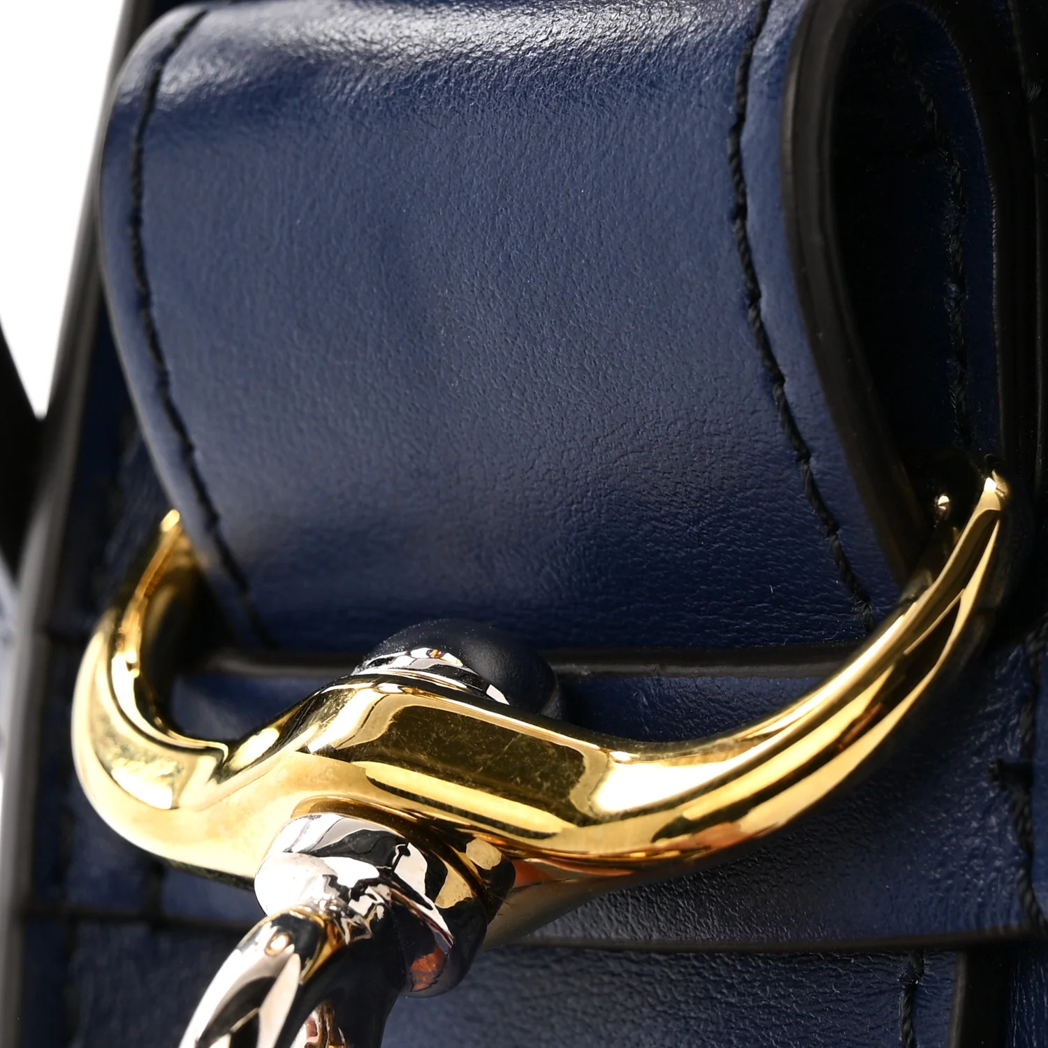 Shiny Calfskin Crocodile Embossed Small Tess Bag Blue Brown - Image 14