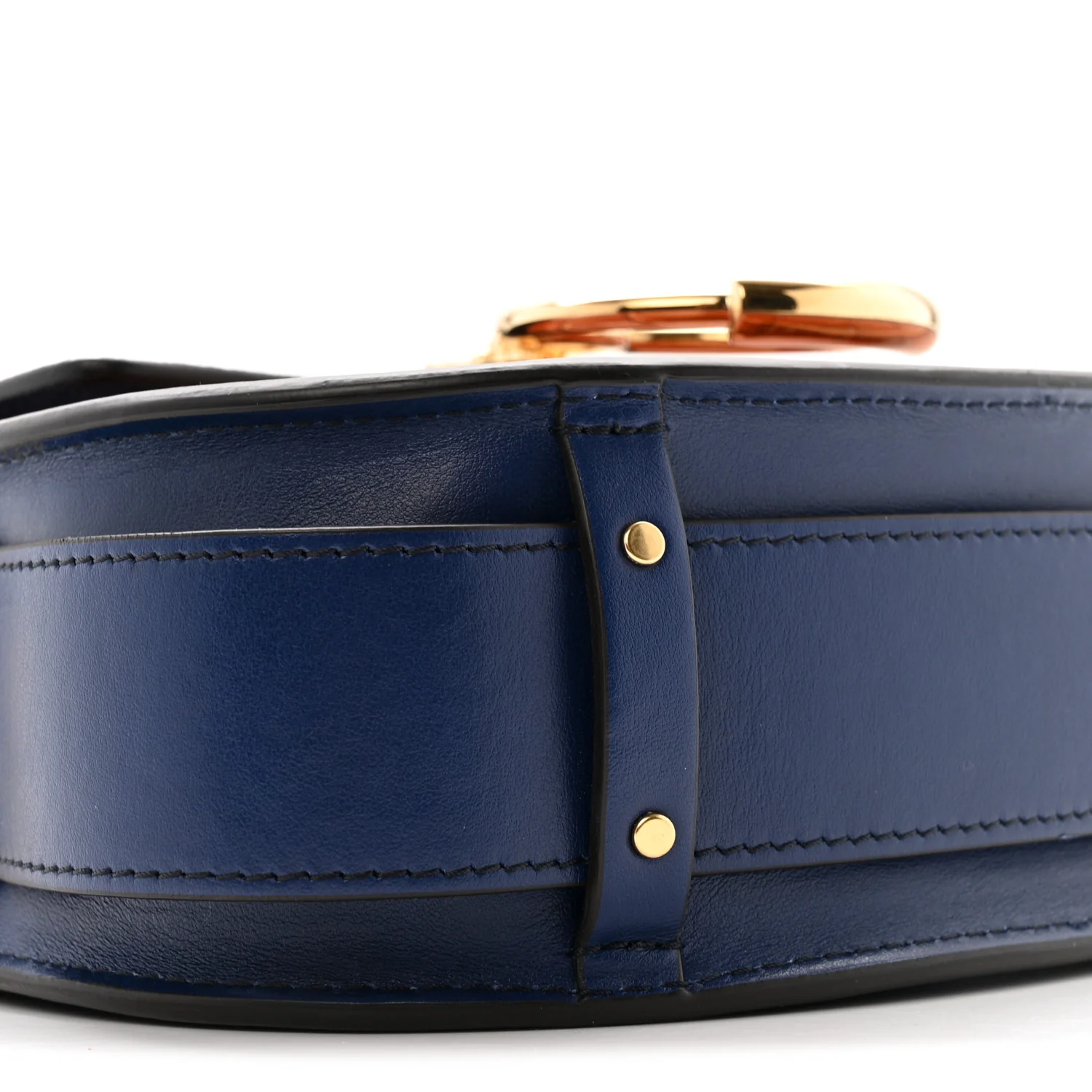 Shiny Calfskin Crocodile Embossed Small Tess Bag Blue Brown - Image 9