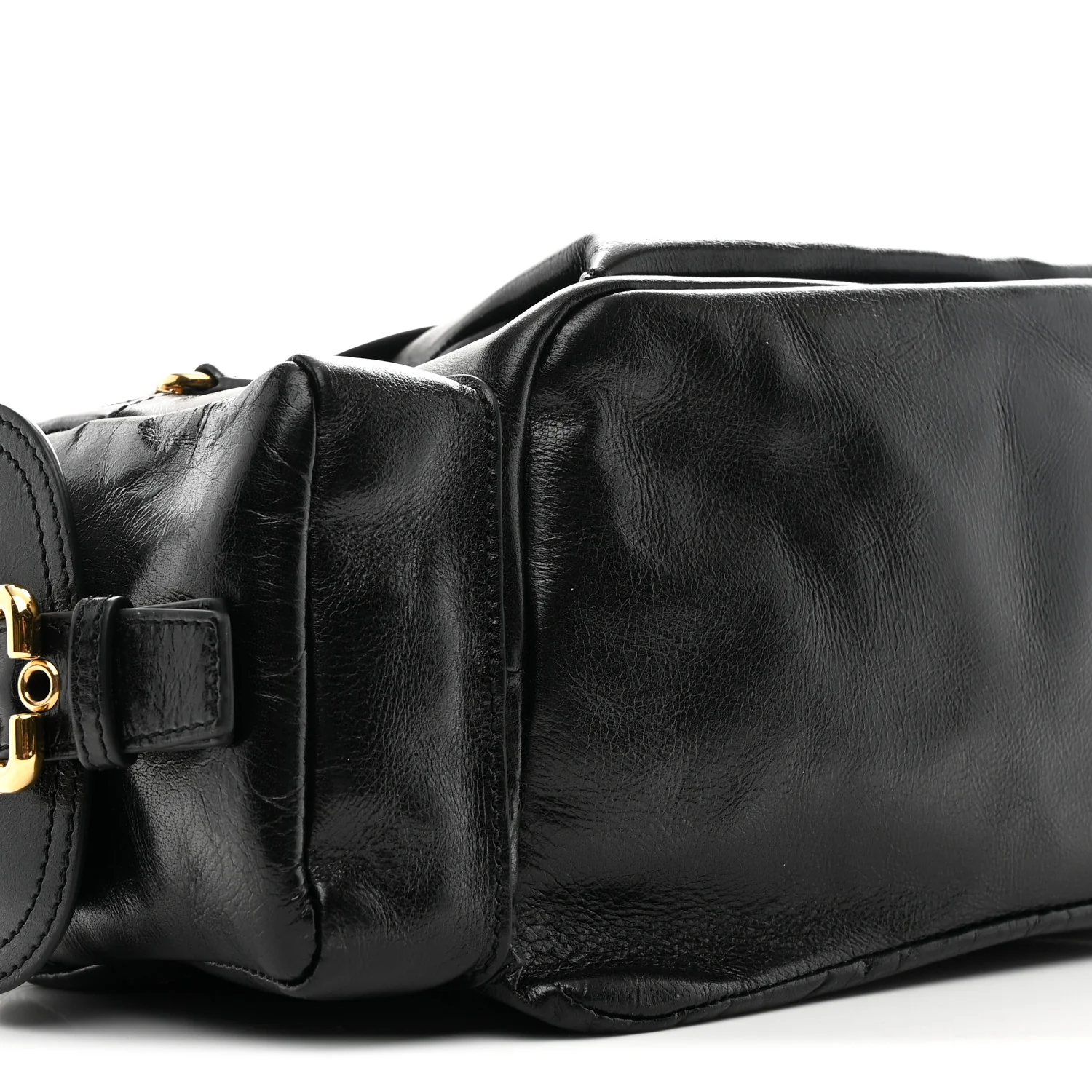 Shiny Calfskin Medium Double Carry Camera Bag Black - Image 9