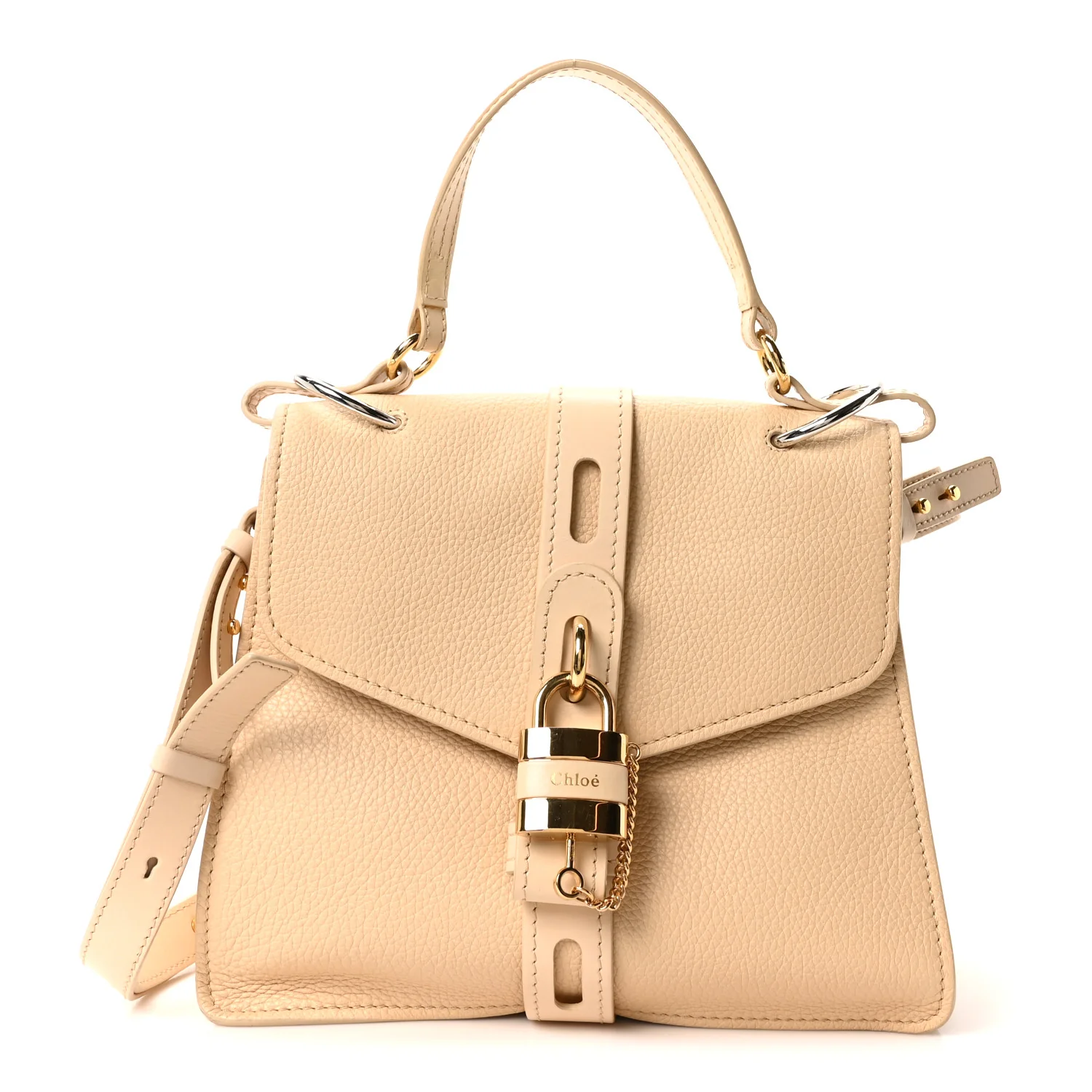 Shiny Grained Calfskin Medium Aby Day Shoulder Bag Blondie Beige