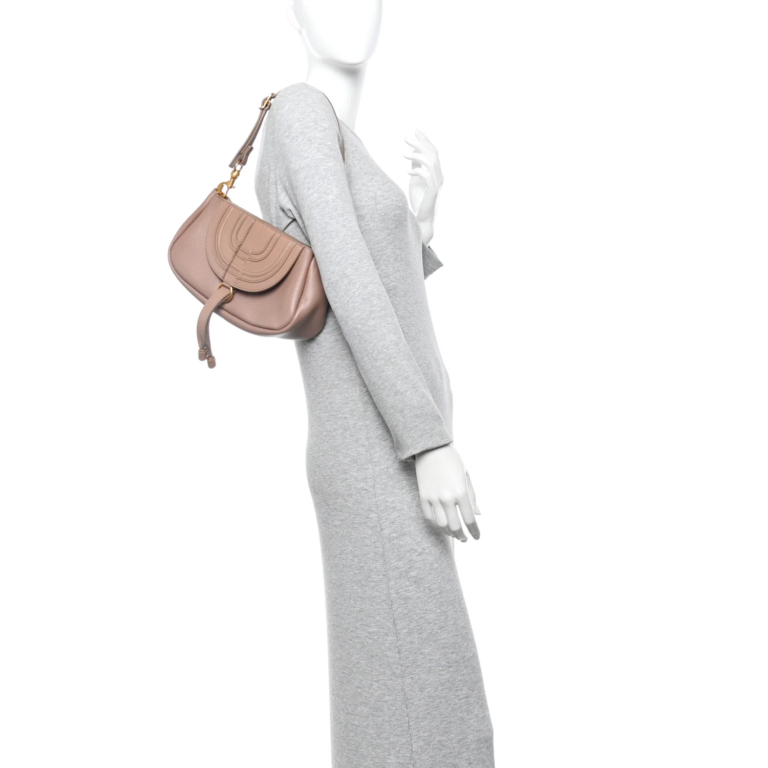 Shiny Grained Calfskin Small Marcie Clutch Anemone Pink - Image 2