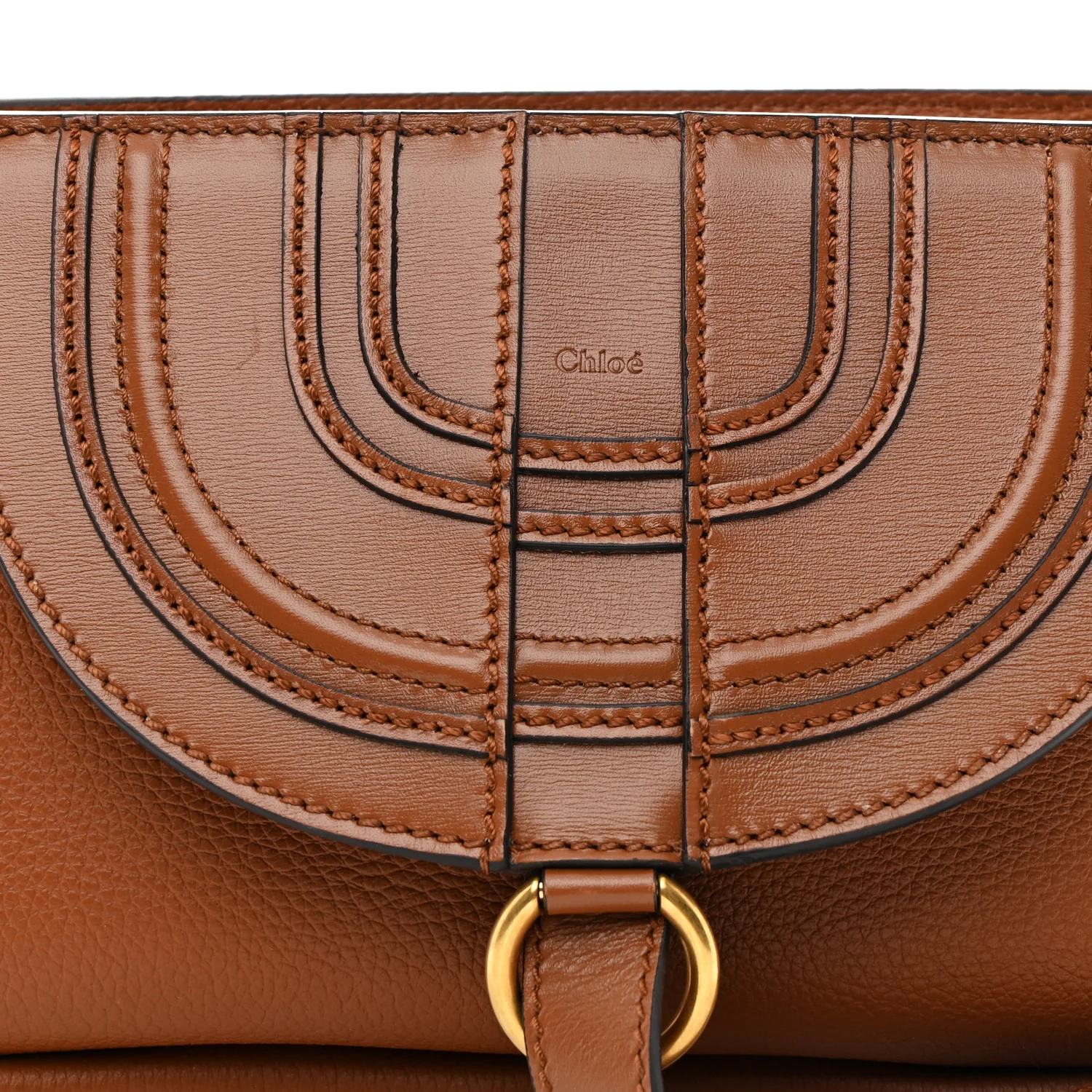 Shiny Grained Calfskin Small Marcie Clutch Tan - Image 7