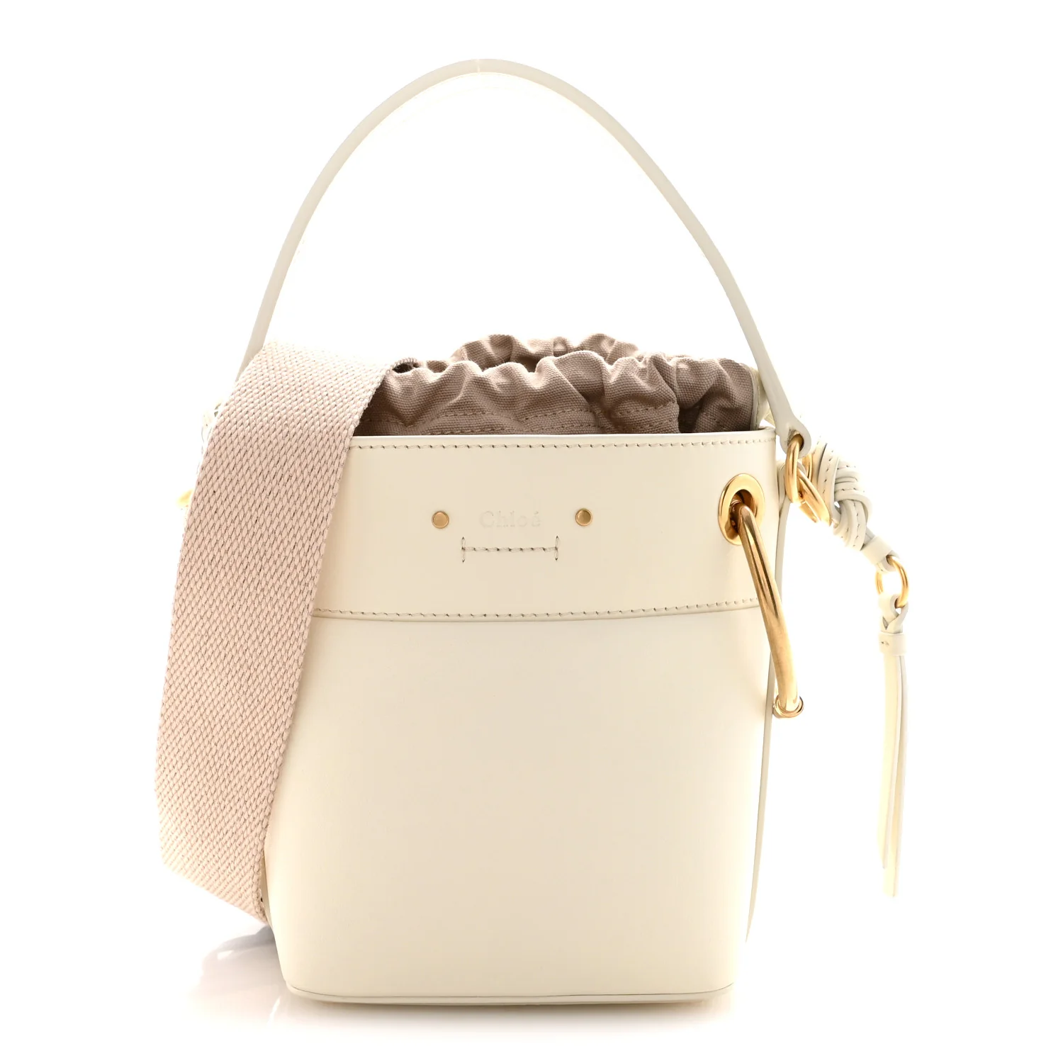 Smooth Calfskin Mini Roy Bucket Bag Natural White