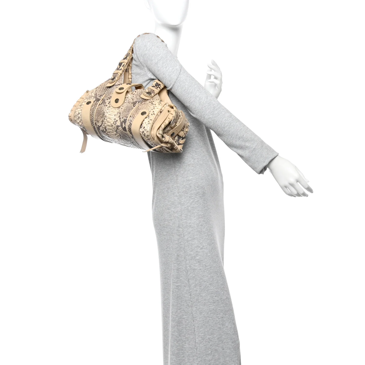 Snakeskin Silverado Shoulder Bag Beige - Image 2