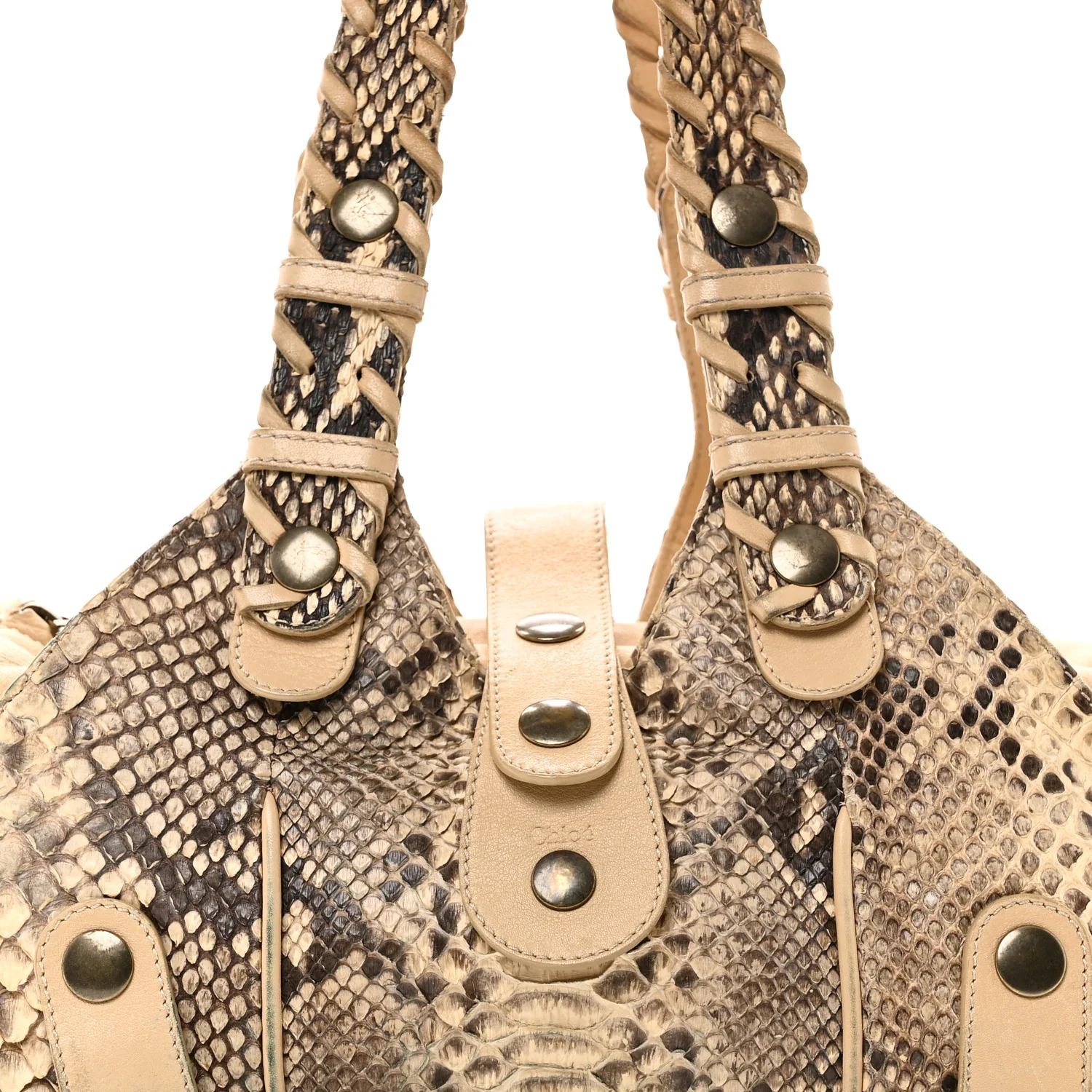 Snakeskin Silverado Shoulder Bag Beige - Image 7