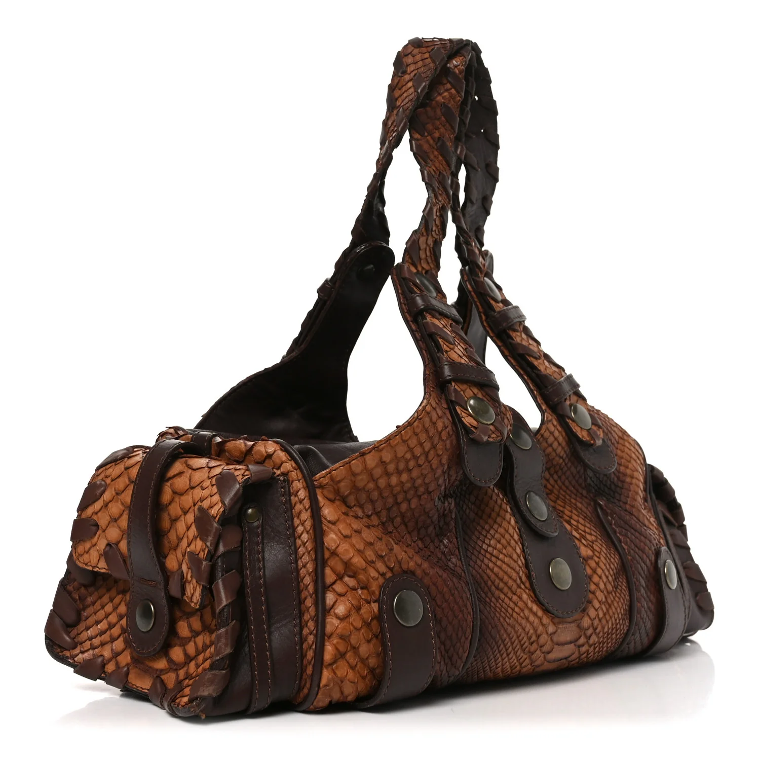 Snakeskin Silverado Shoulder Bag Brown - Image 3