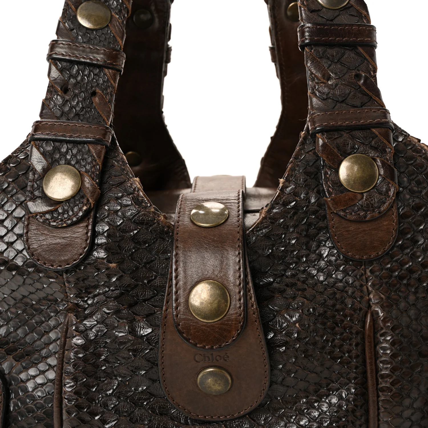 Snakeskin Silverado Shoulder Bag Dark Brown - Image 13