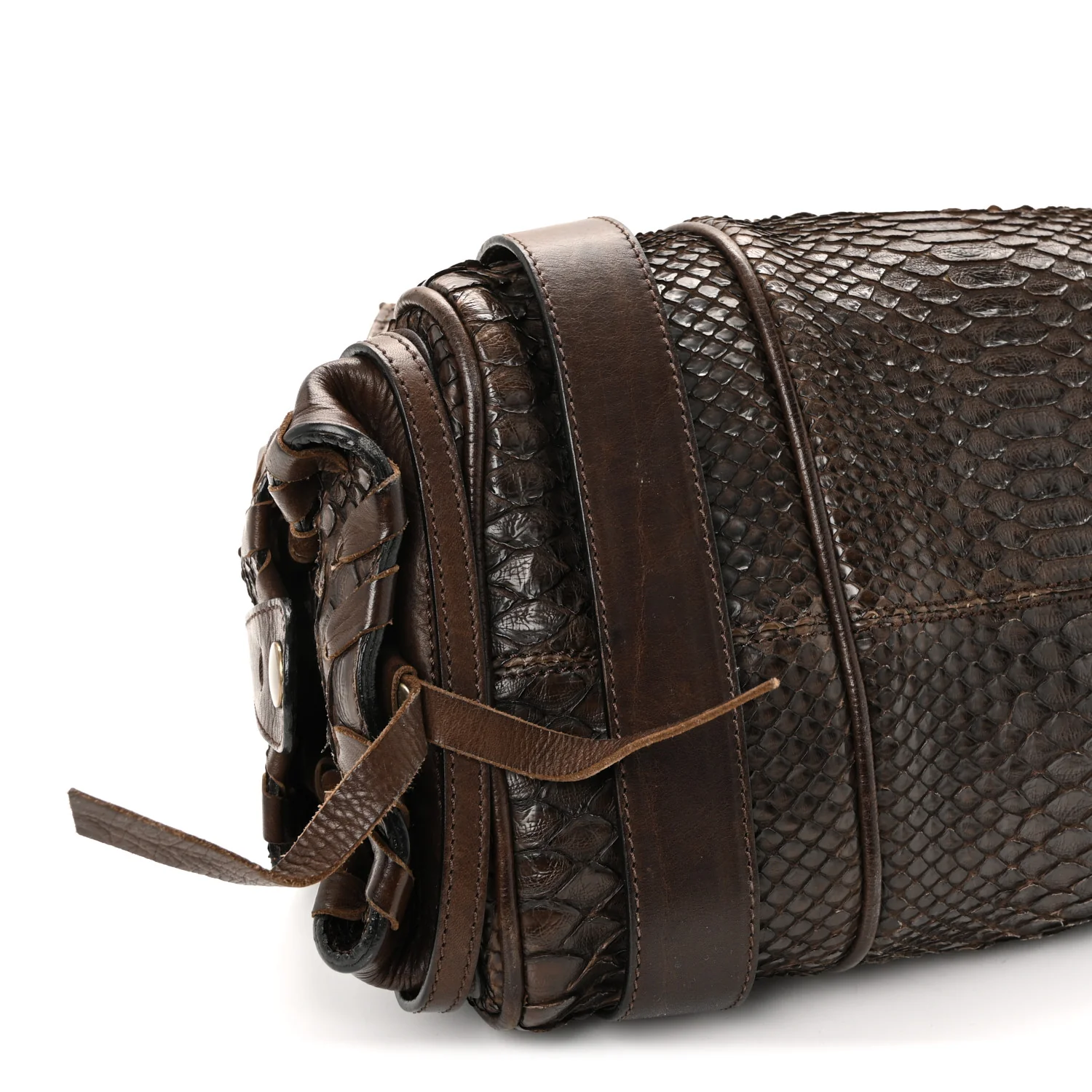 Snakeskin Silverado Shoulder Bag Dark Brown - Image 15