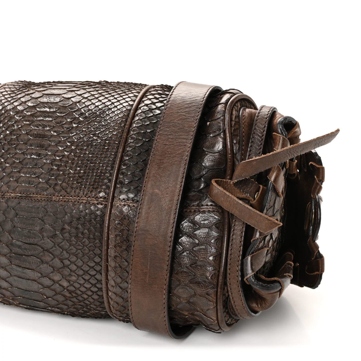 Snakeskin Silverado Shoulder Bag Dark Brown - Image 17