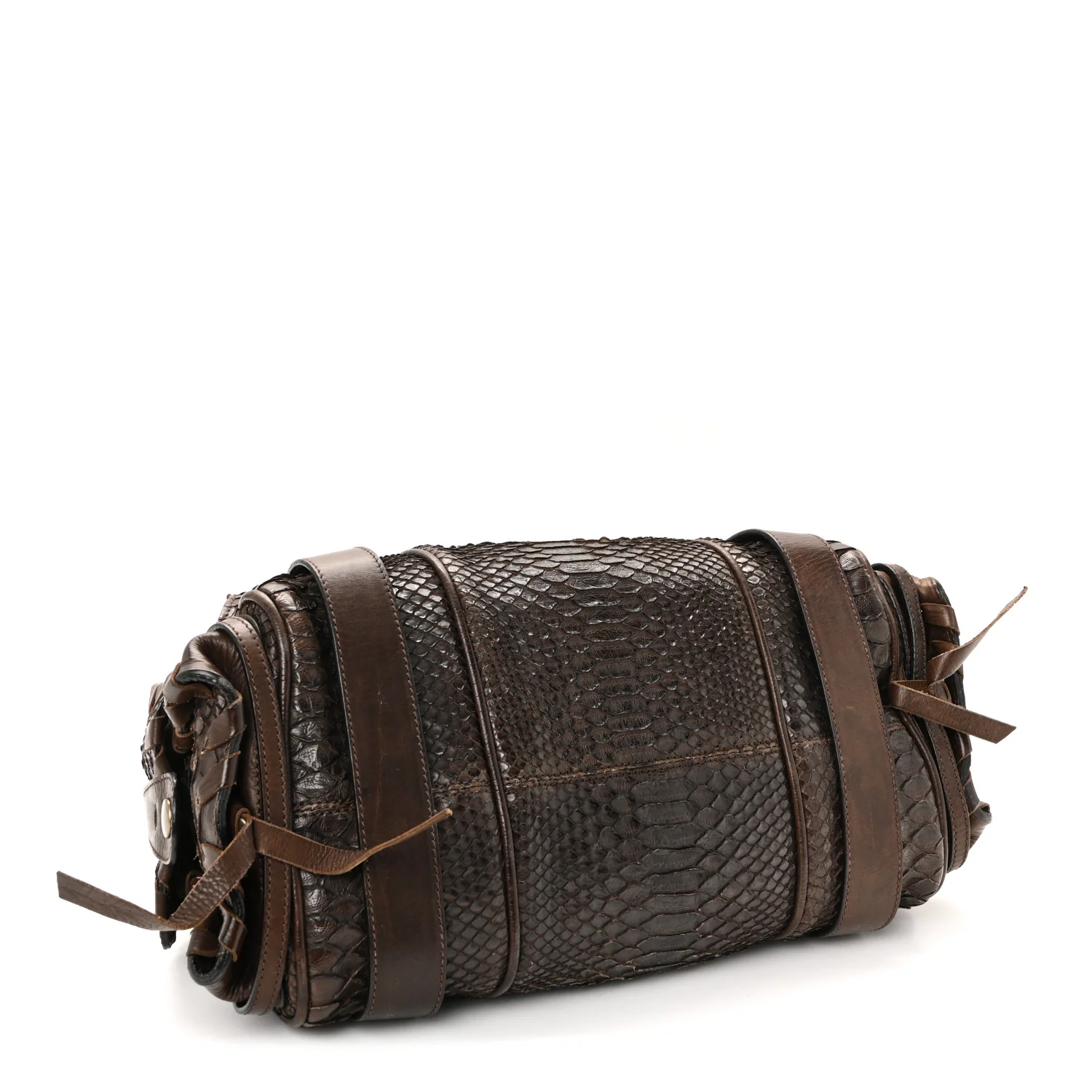 Snakeskin Silverado Shoulder Bag Dark Brown - Image 7