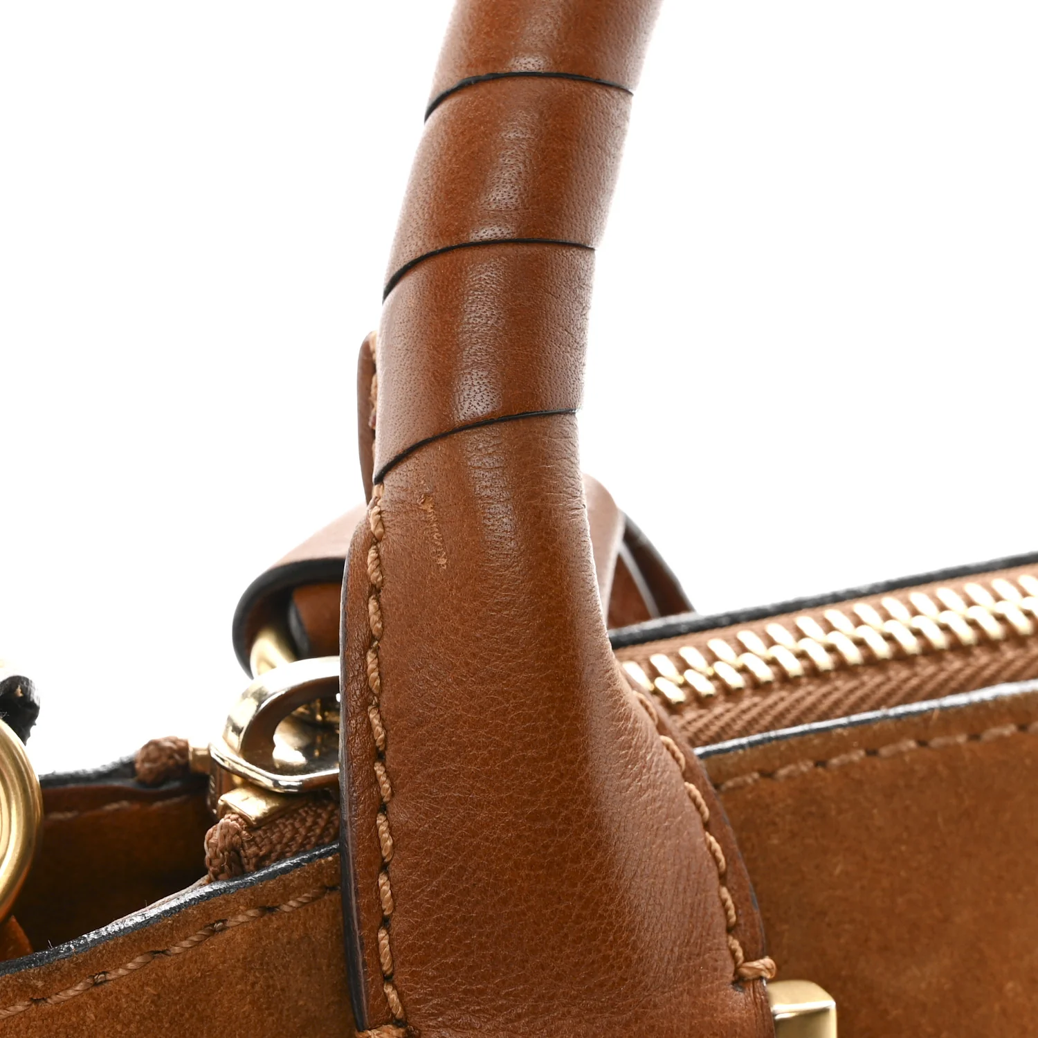 Suede Calfskin Braided Medium Marcie Satchel Caramel - Image 12