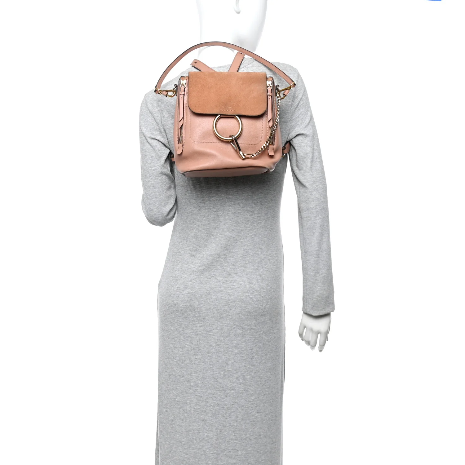 Suede Calfskin Medium Faye Backpack Nougat - Image 2
