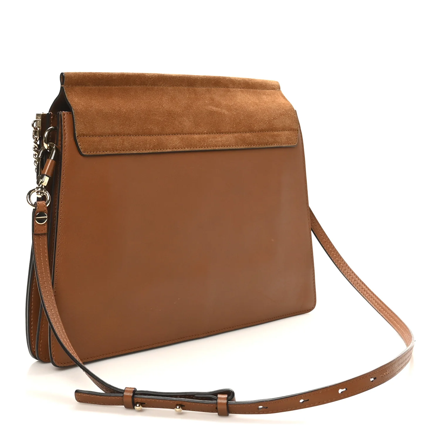 Suede Calfskin Medium Faye Shoulder Bag Caramel - Image 3