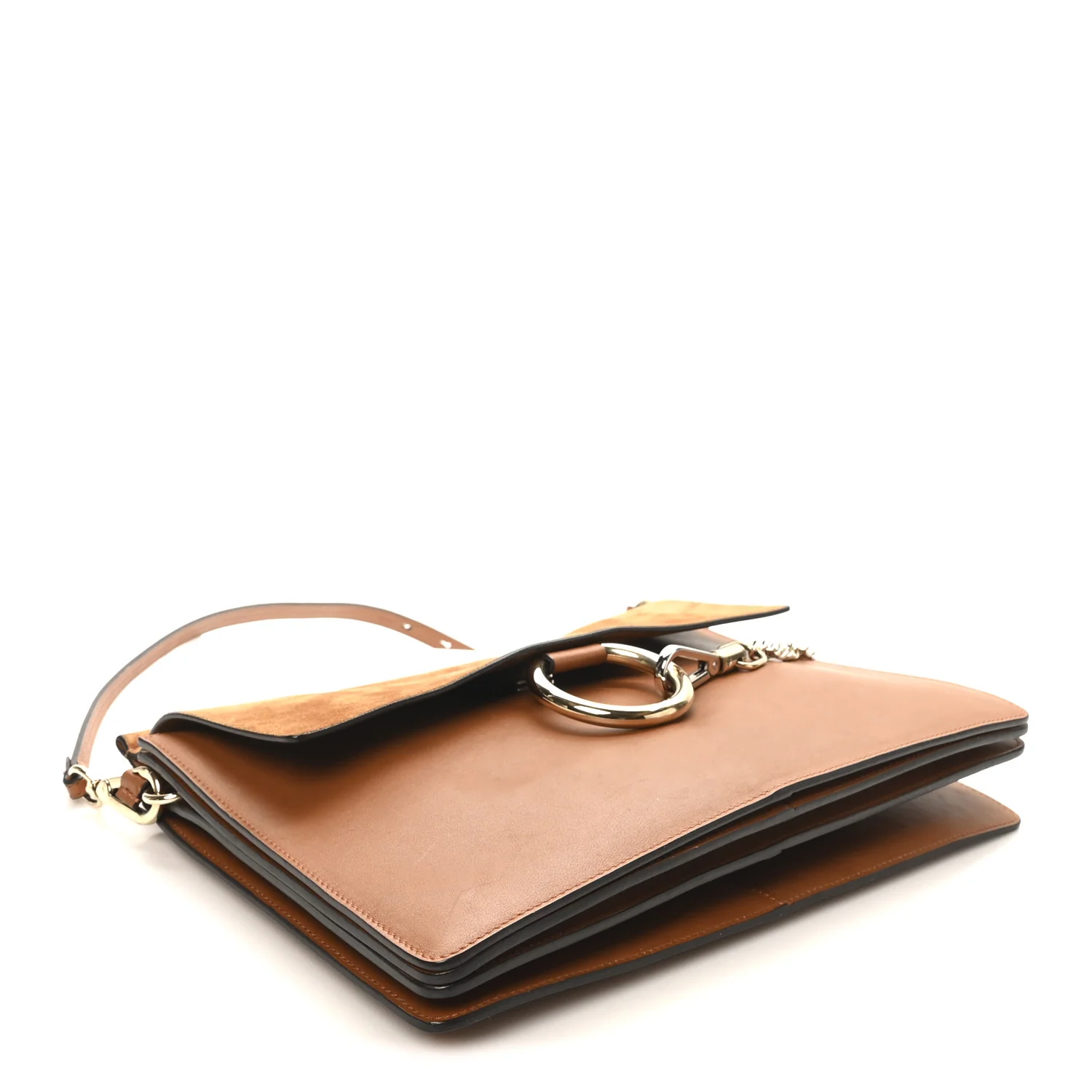 Suede Calfskin Medium Faye Shoulder Bag Caramel - Image 4