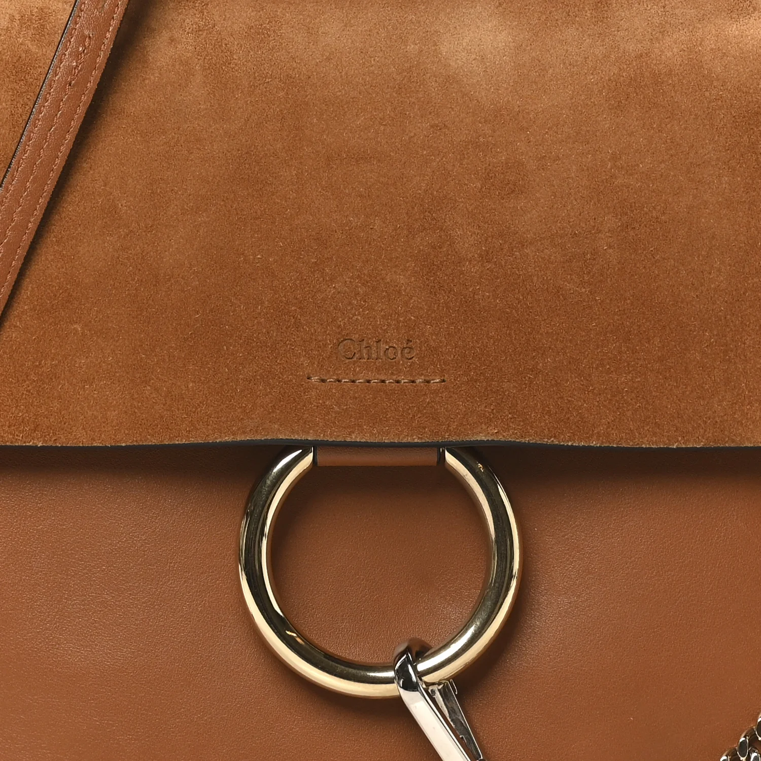 Suede Calfskin Medium Faye Shoulder Bag Caramel - Image 7