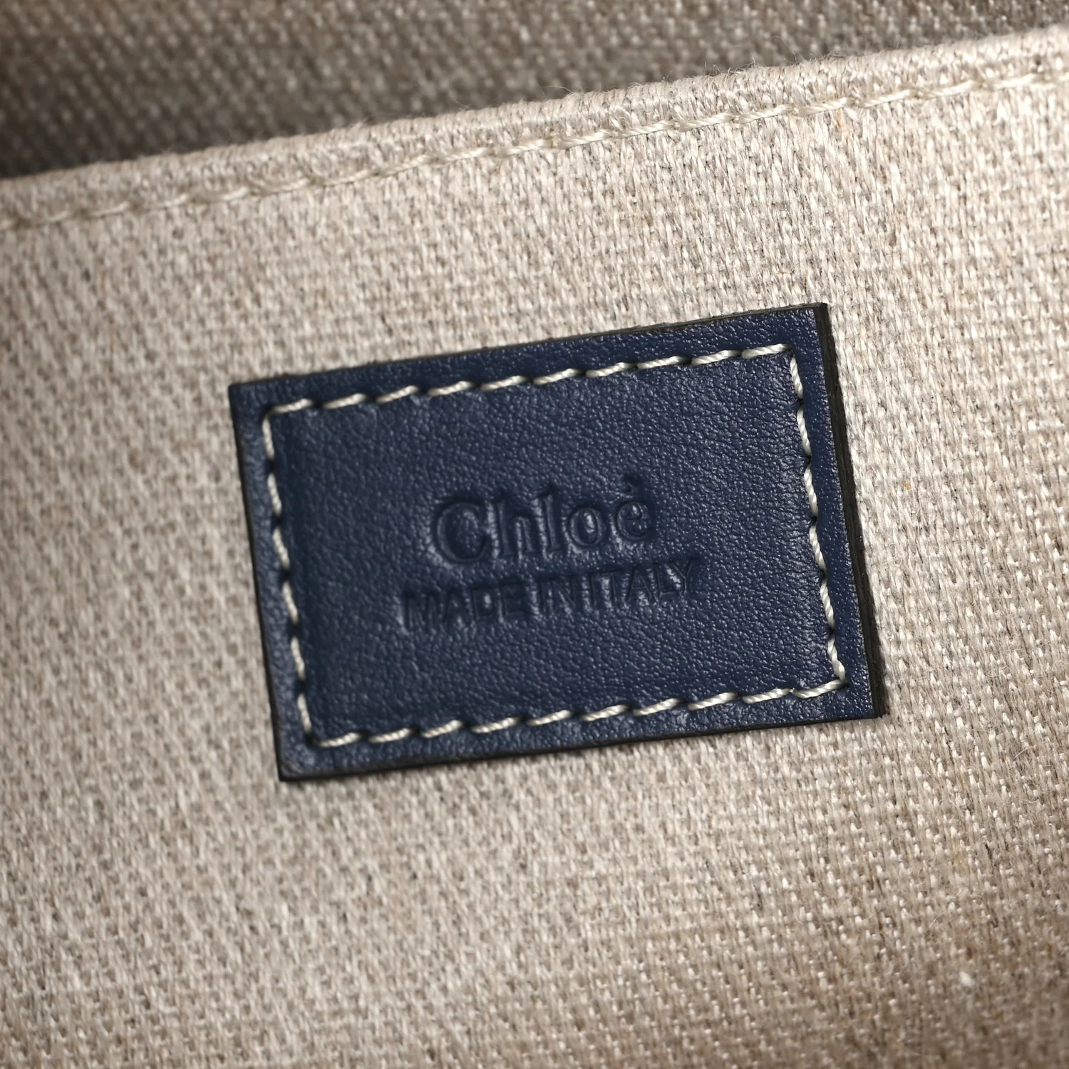 Suede Calfskin Medium Woody Ribbon Tote Navy - Image 6