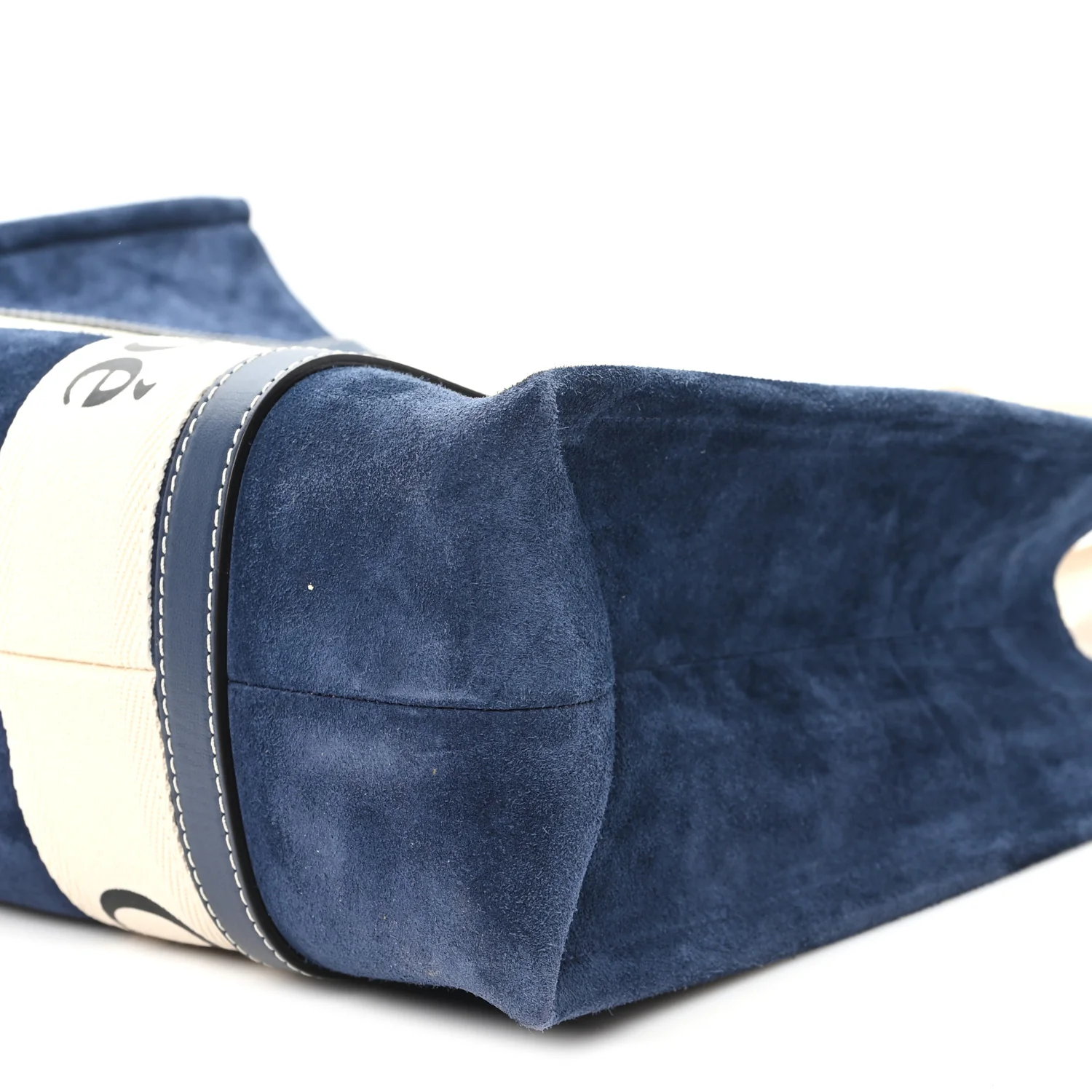 Suede Calfskin Medium Woody Ribbon Tote Navy - Image 9