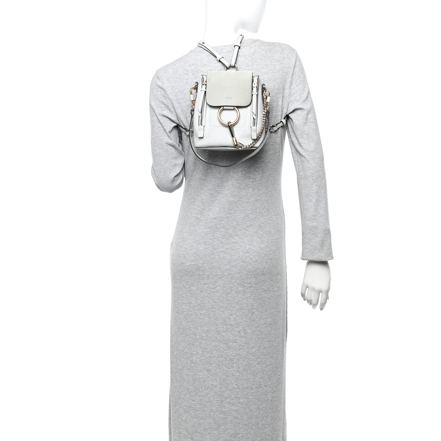 Suede Calfskin Mini Faye Backpack Airy Grey - Image 2